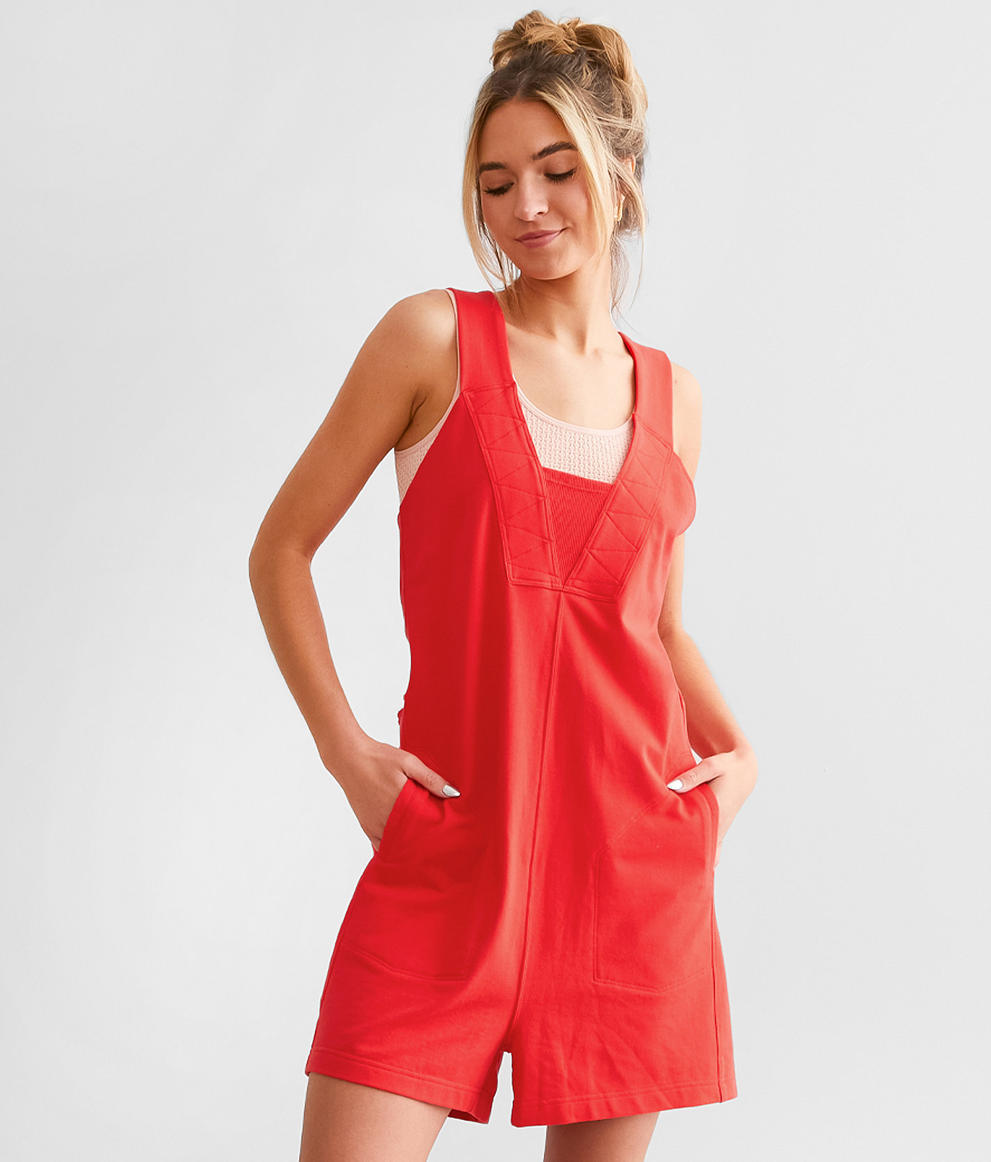 BKE Knit Romper - Women's Rompers & Jumpsuits in Tomato