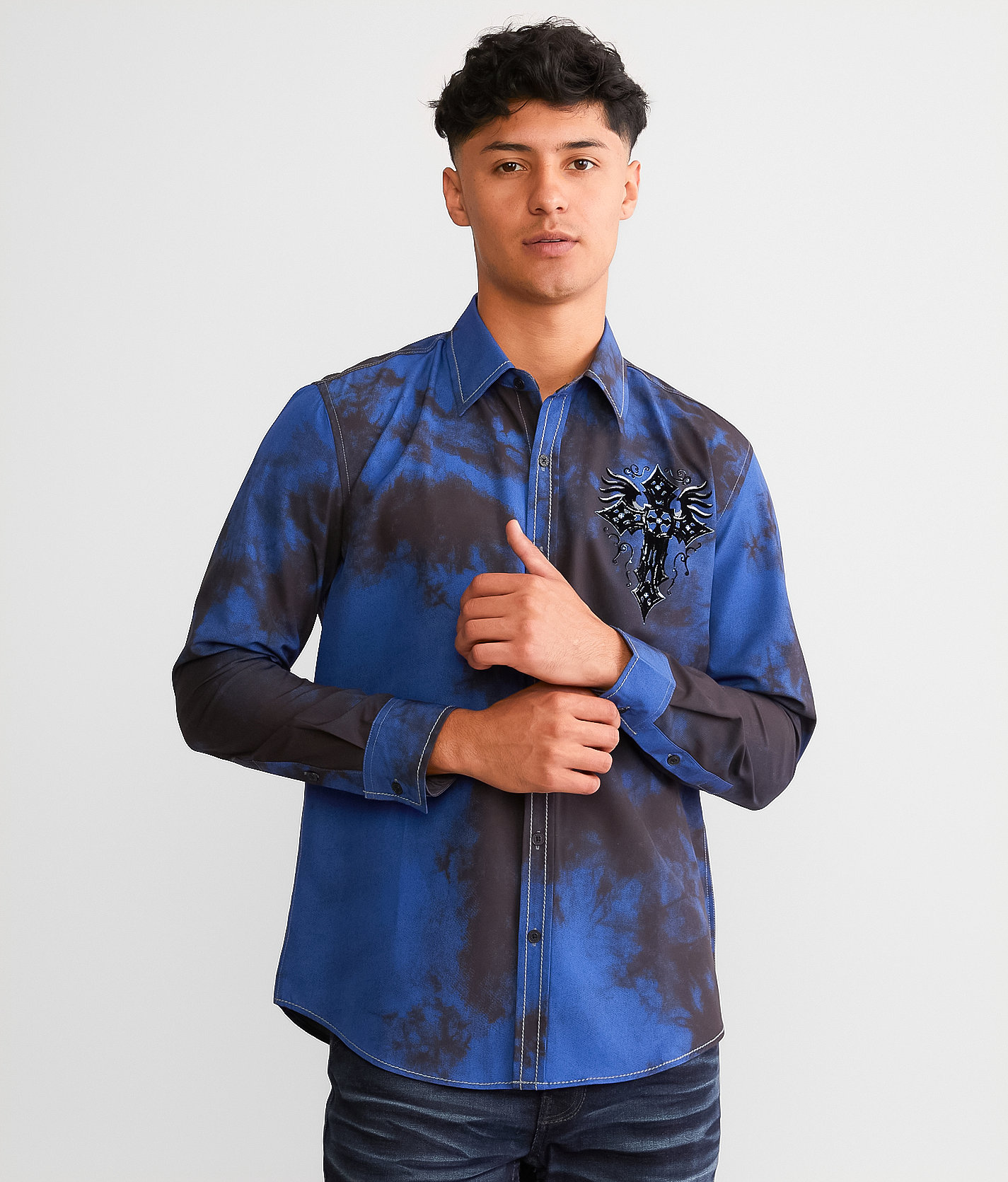 Affliction Naples Stretch Shirt - Men's Shirts in Dark Blue