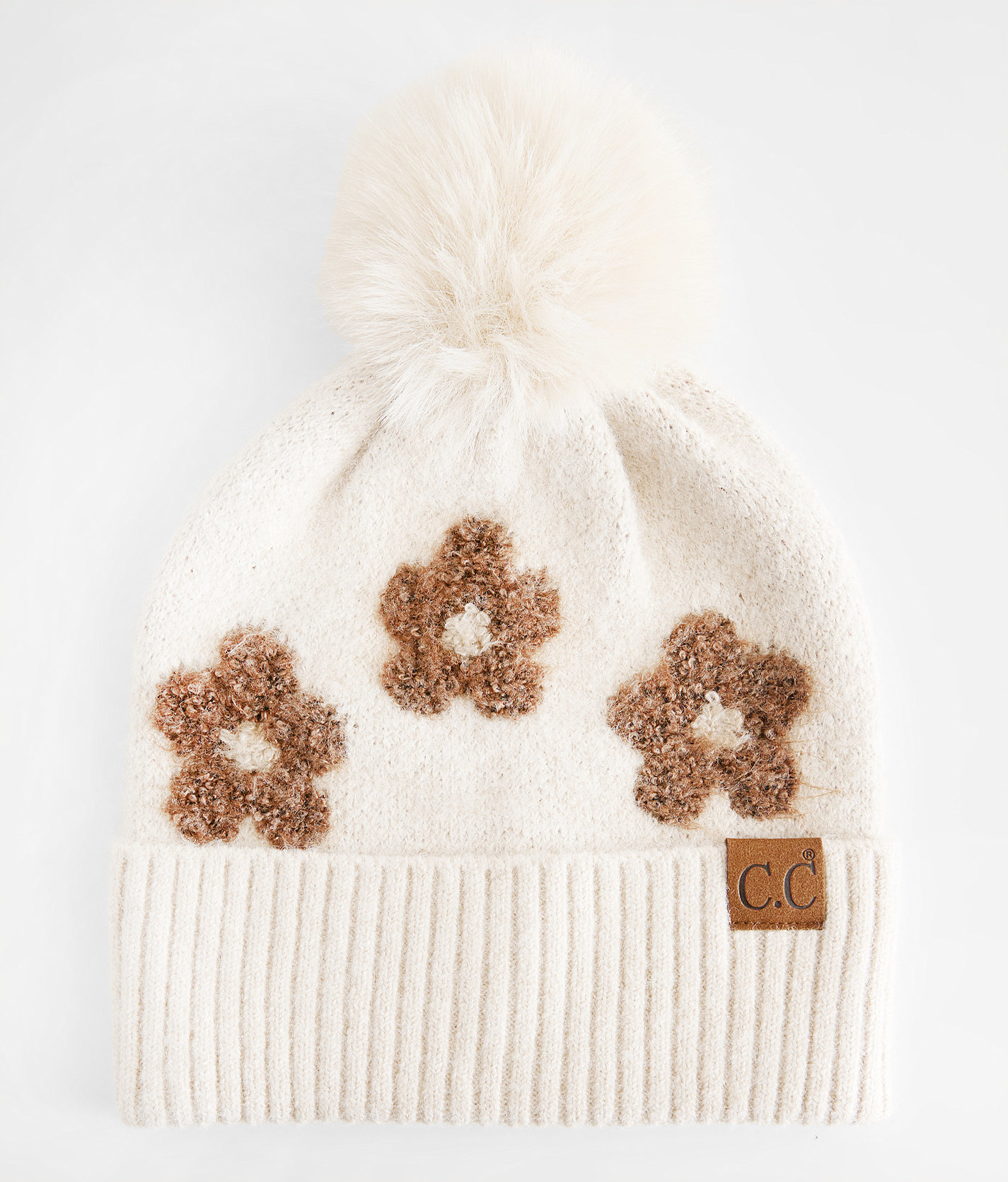 C.C® Floral Beanie - Women's Hats in Heather Beige