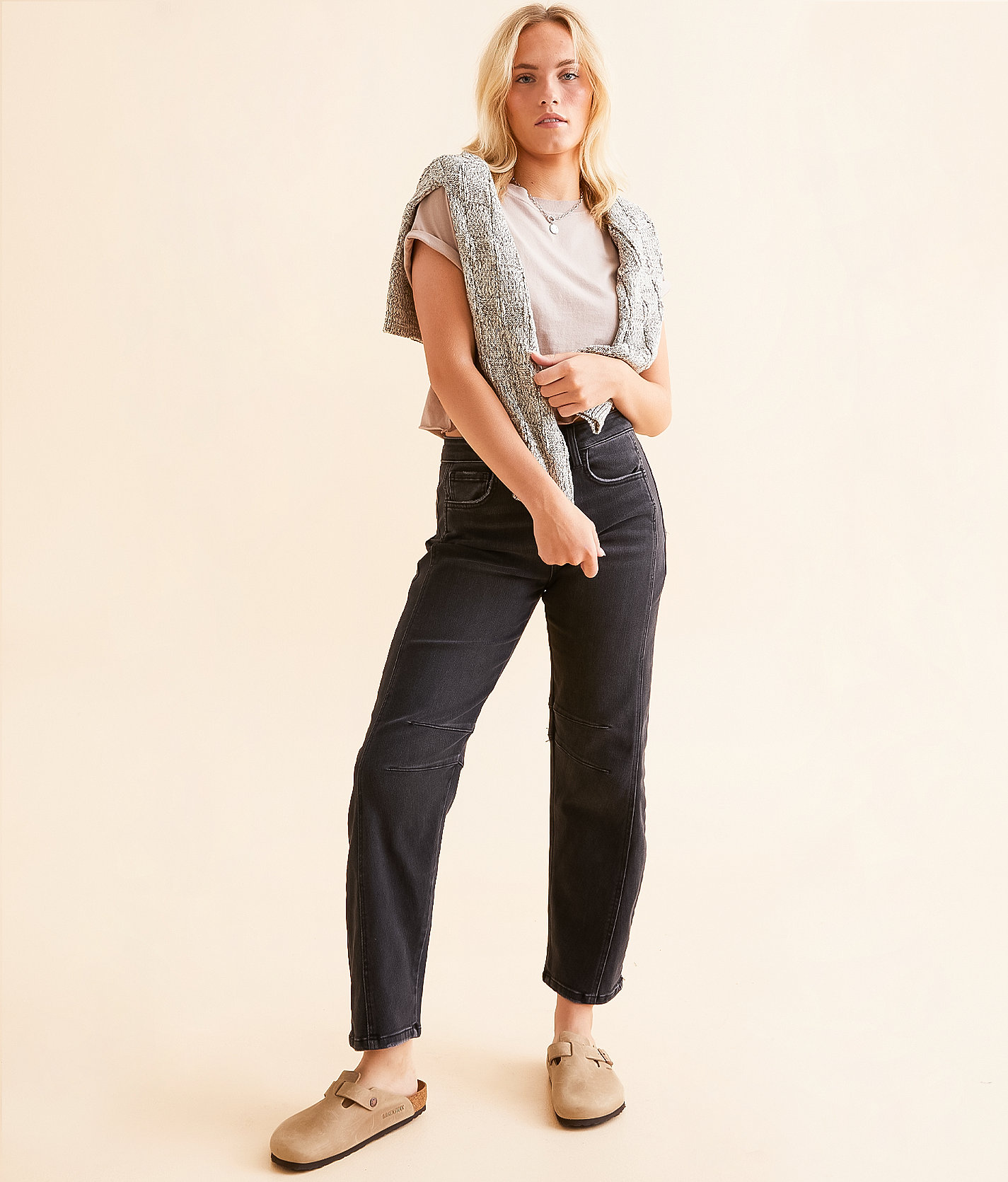 Flying Monkey High Rise Barrel Stretch Jean - Women's Jeans in Relief