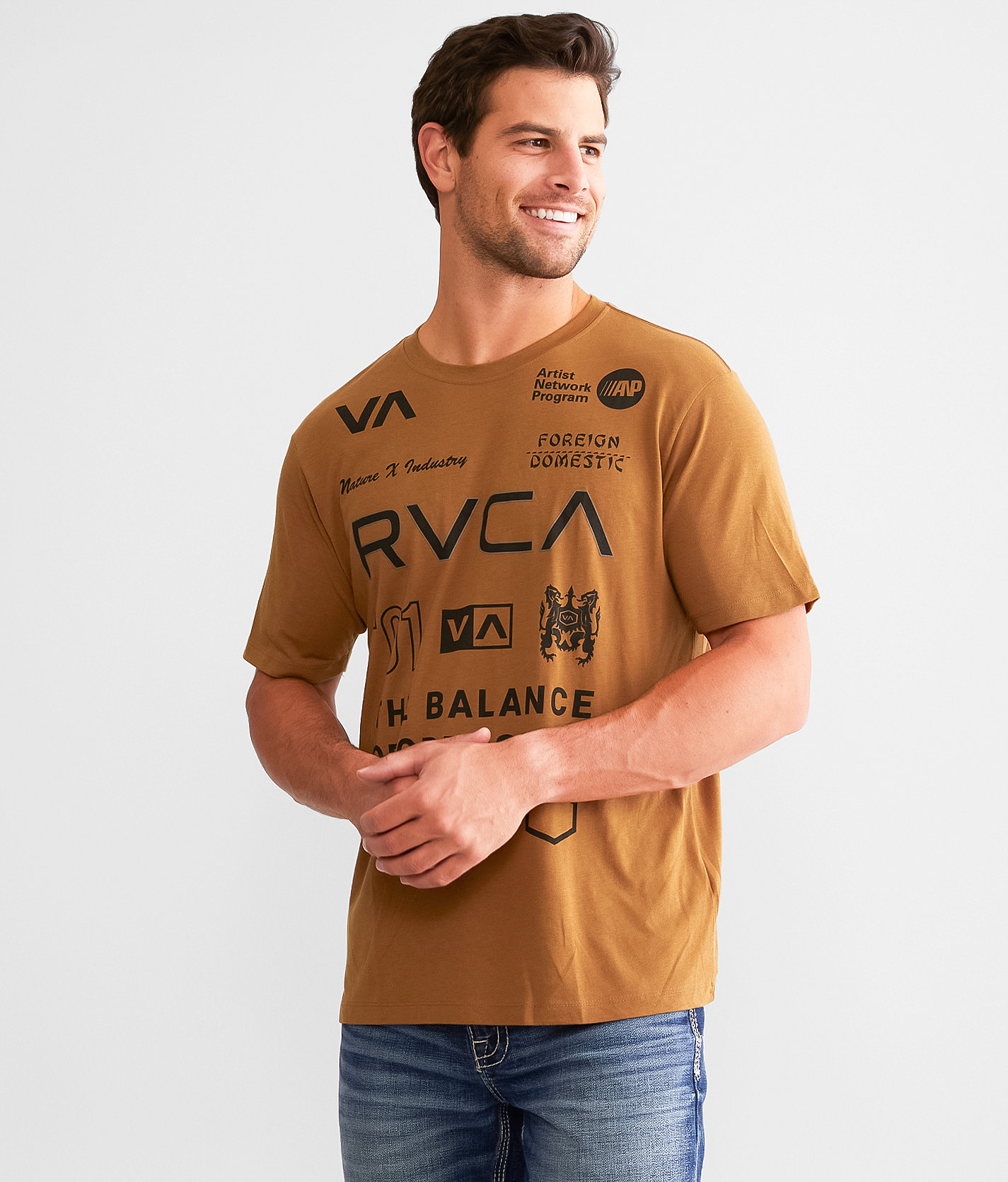 RVCA All Brand Sport T-Shirt - Men's T-Shirts in Tobacco Sport