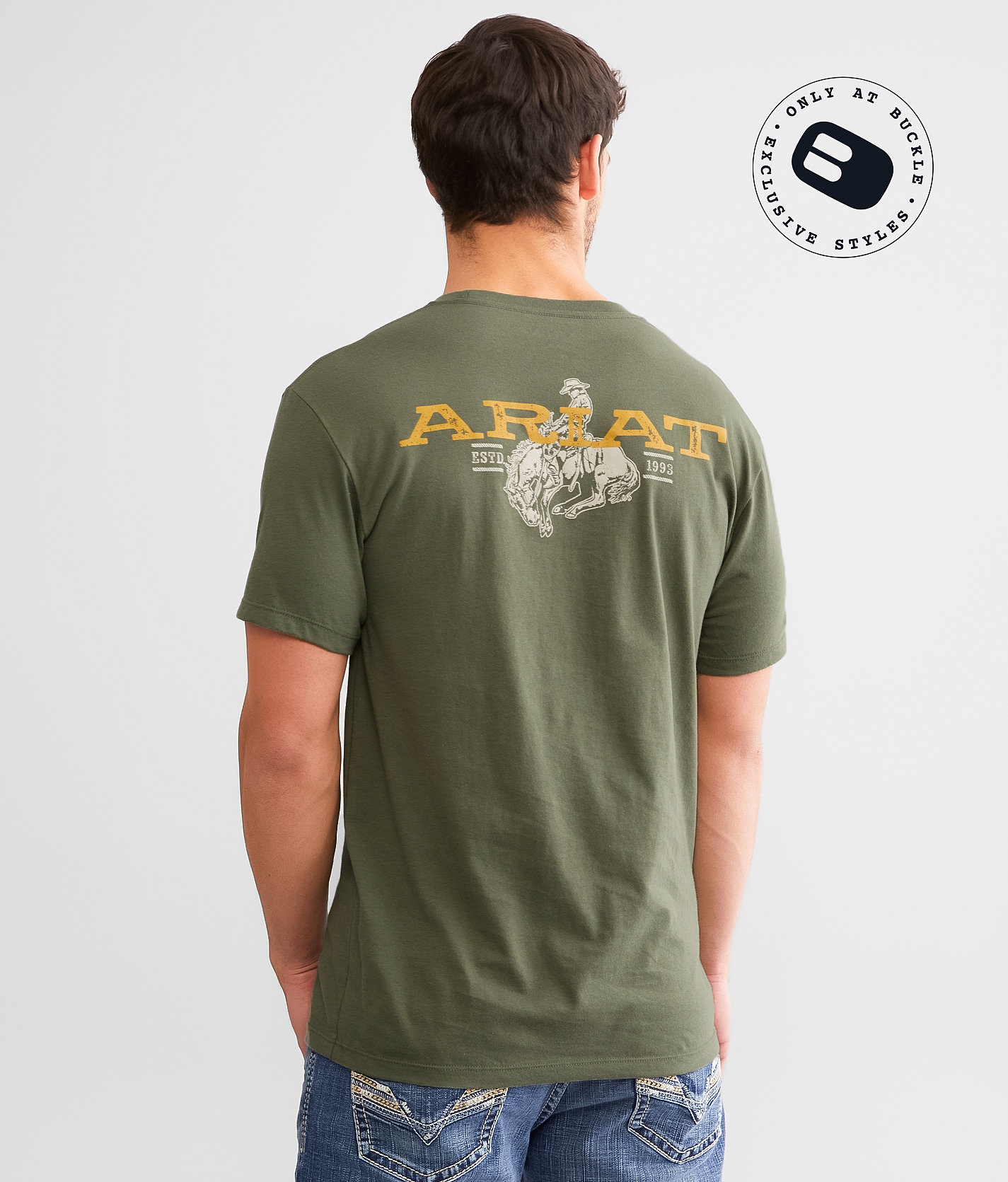 Ariat Bronc Buster T-Shirt - Men's T-Shirts in Surplus Green