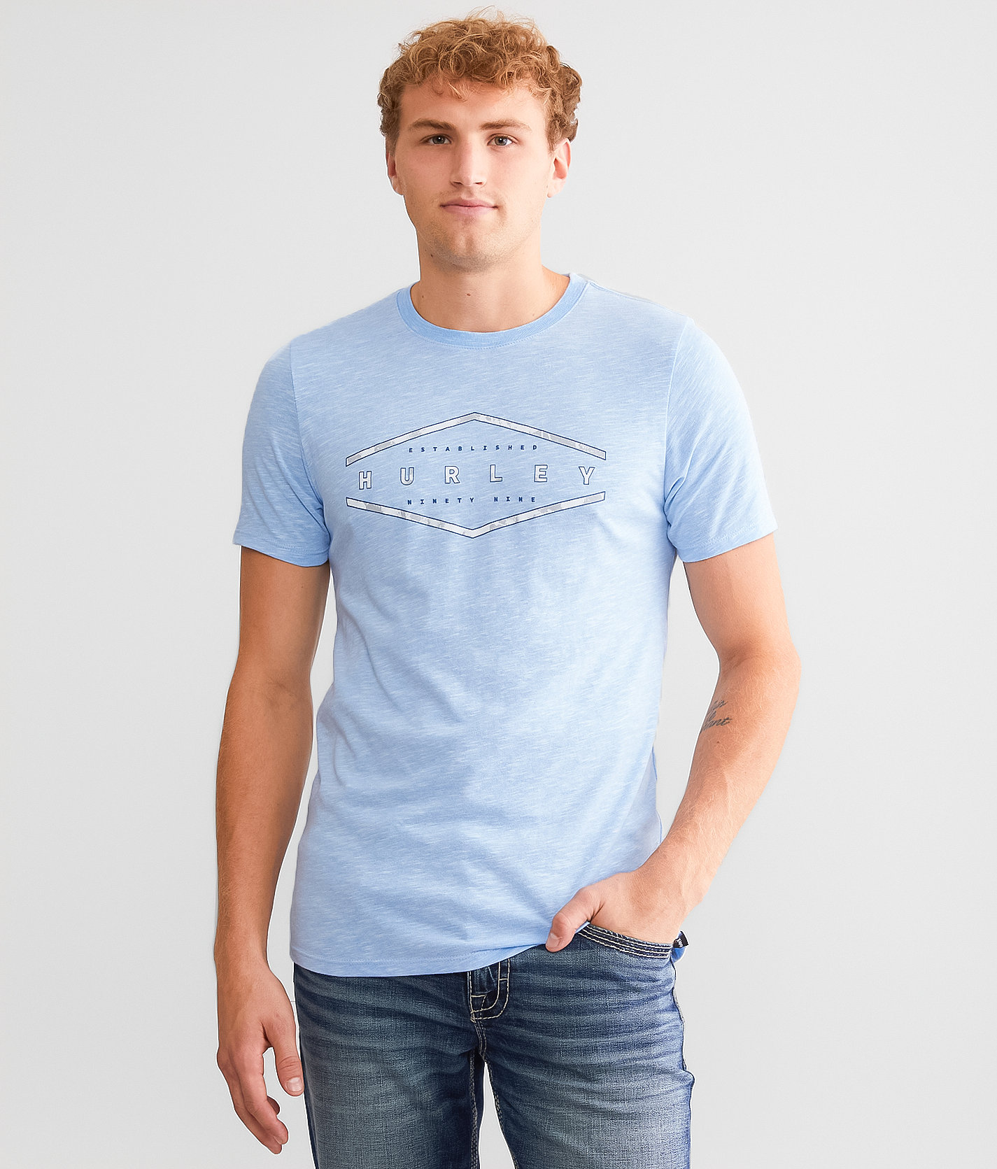 Hurley Cloudy T-Shirt - Men's T-Shirts in White Blue Heroic