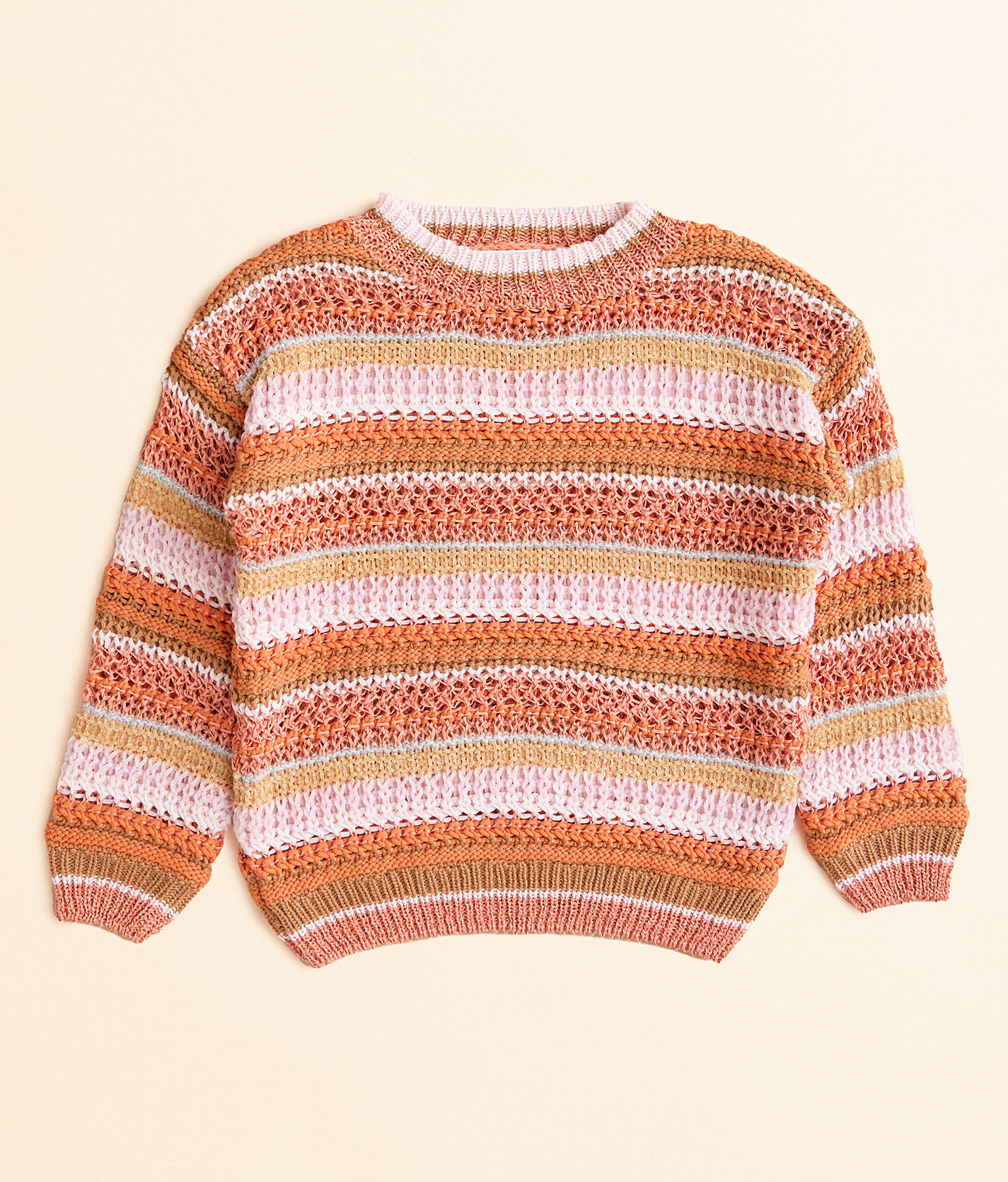 Girls - Willow & Root Metallic Striped Sweater - Girl's Sweaters in Pink Mix