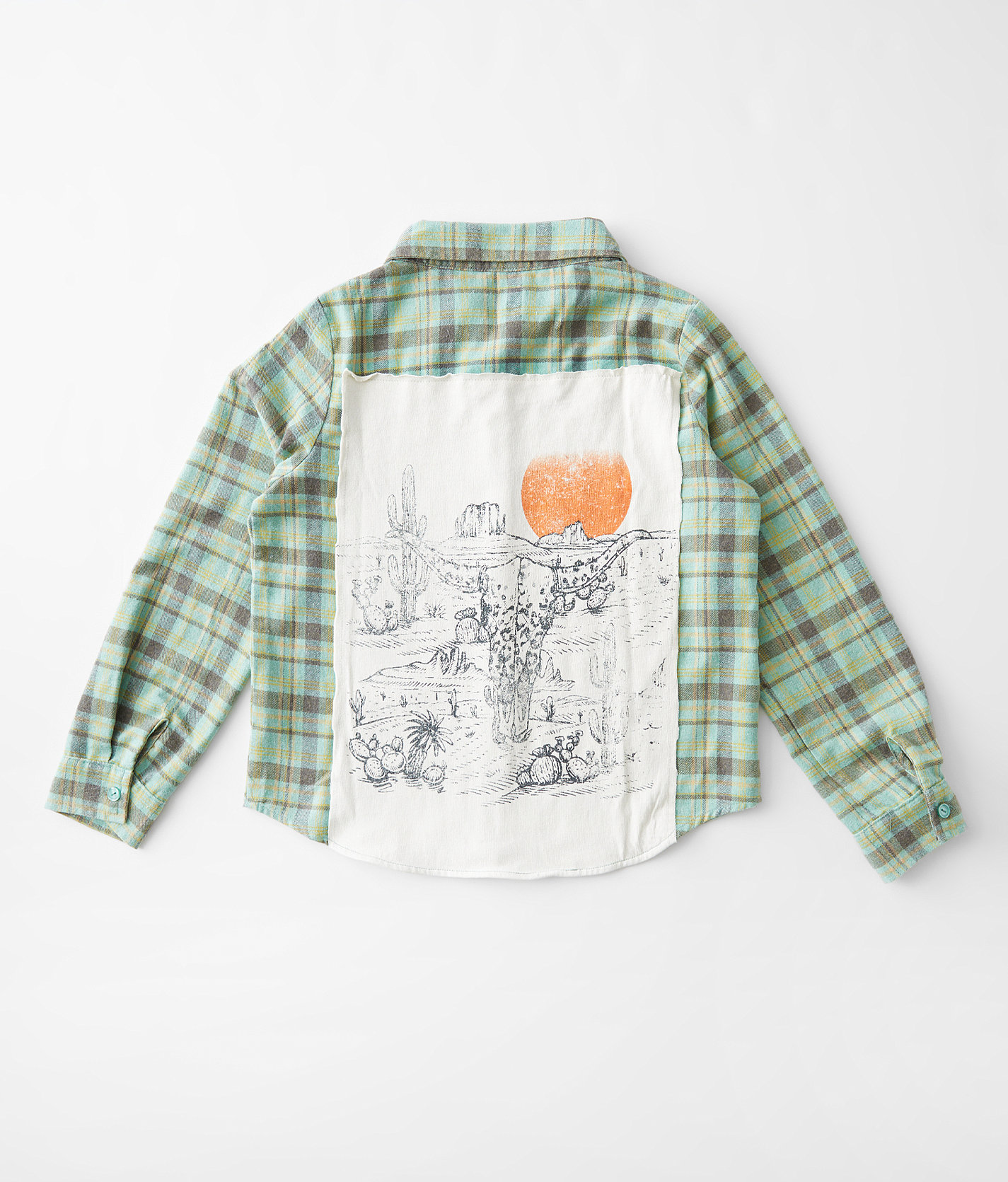 Girls - Modish Rebel Washed Plaid Shirt - Girl's Shirts & Blouses in Green