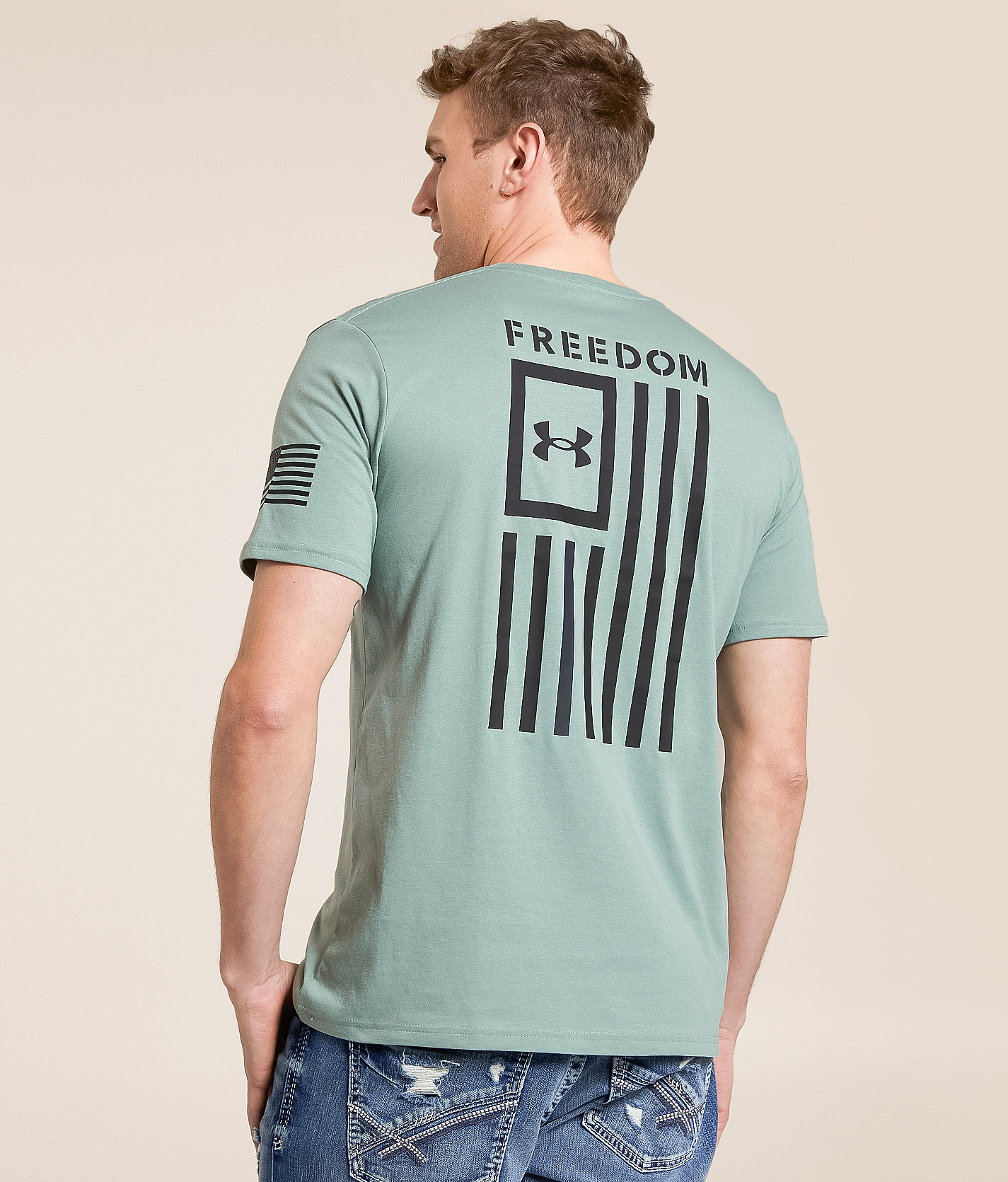 Under Armour® Freedom Flag T-Shirt - Men's T-Shirts in Silica Green Black