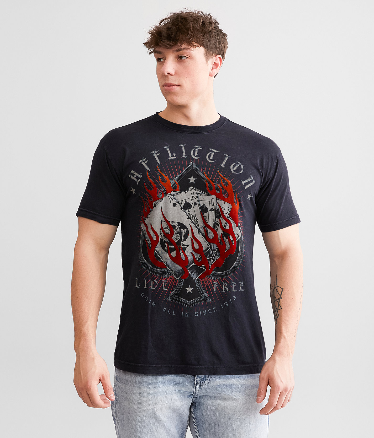 Affliction Hot Streak T-Shirt - Men's T-Shirts in Black Lava Wash