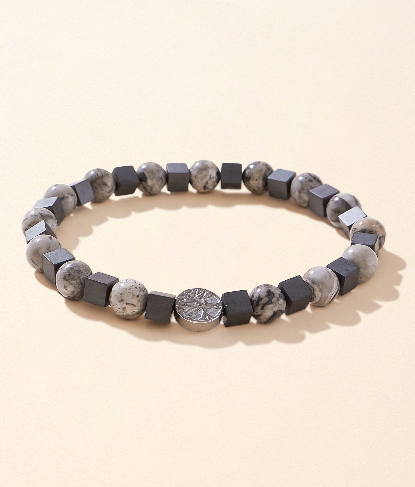 BKE Tree Beaded Bracelet - Men's Jewelry in Grey