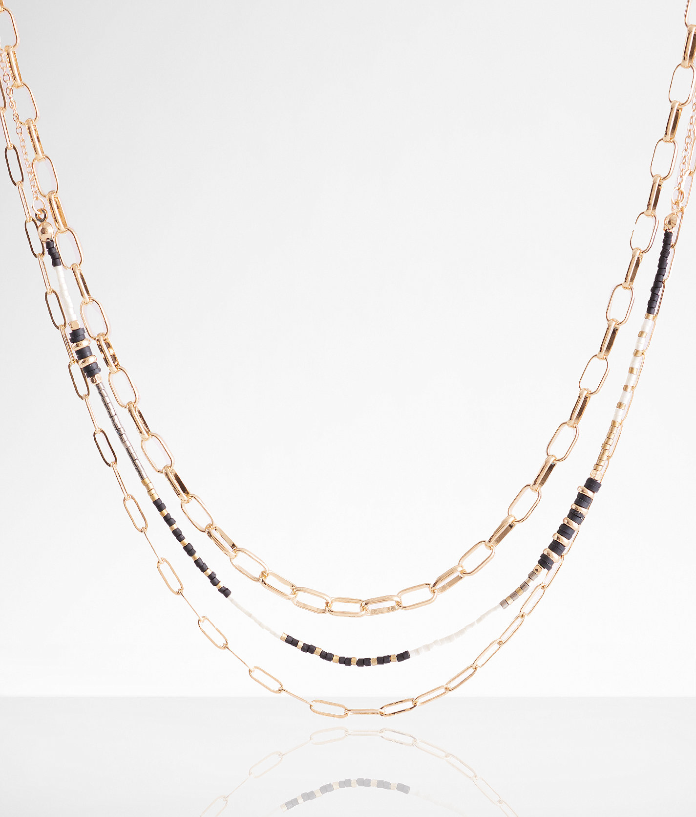 boutique by BKE Tiered Necklace - Women's Jewelry in Gold White Black