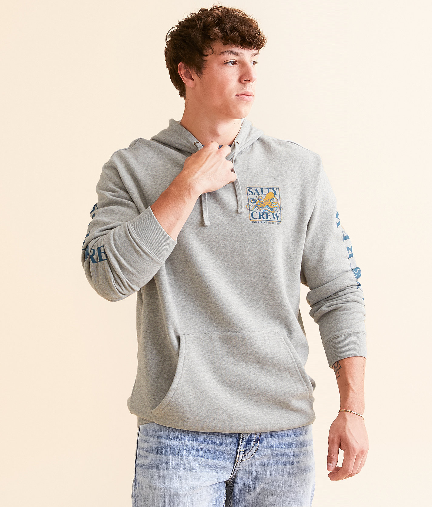 Salty Crew Ink Slinger Hooded Sweatshirt - Men's Sweatshirts in Grey Heather
