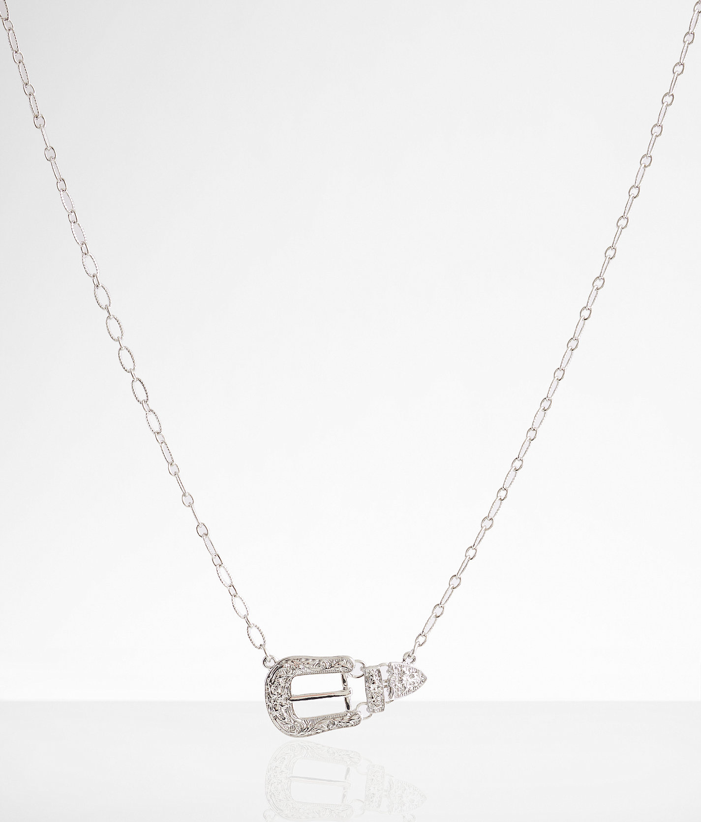 boutique by BKE Western Buckle Pendant Necklace - Women's Jewelry in Silver