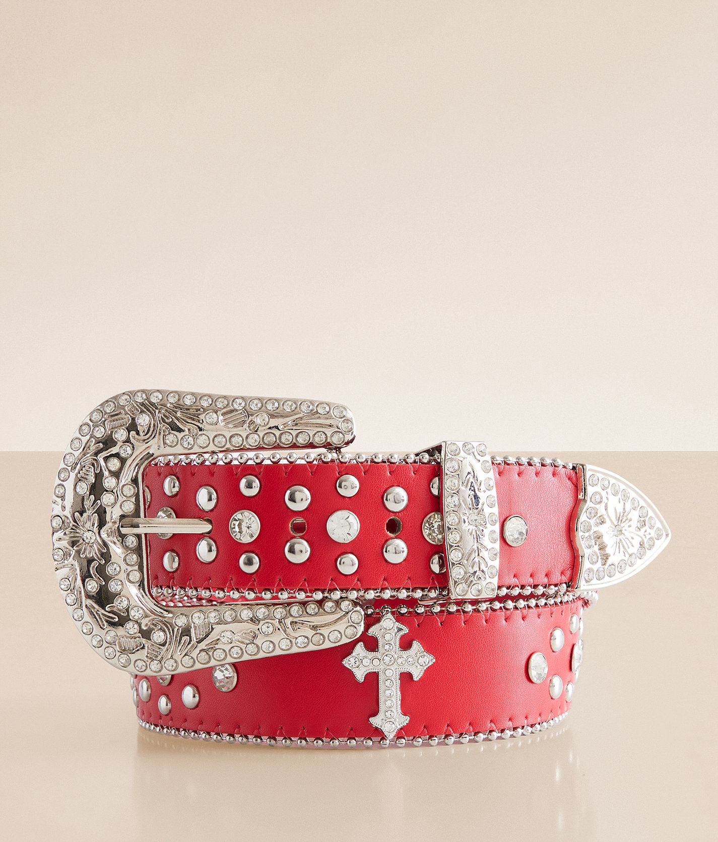 BKE Glitz Cross Belt - Women's Belts in Red