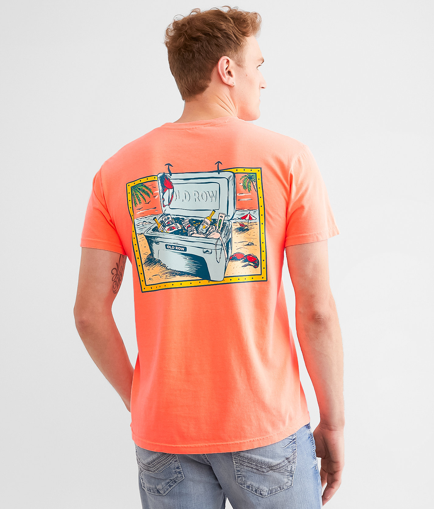 Old Row Beach Cooler T-Shirt - Men's T-Shirts in Neon Red Orange