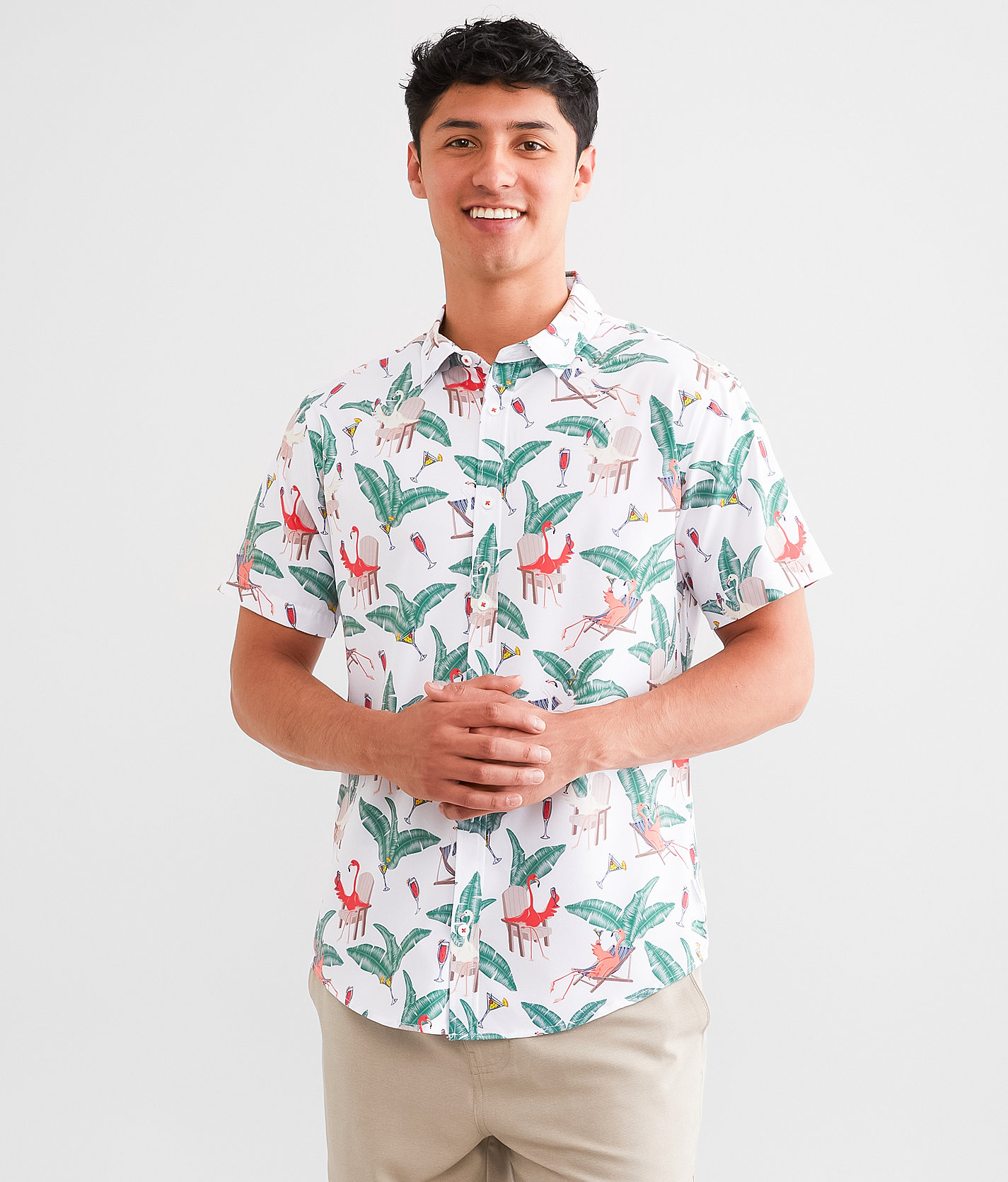 Departwest Flamingo Performance Shirt - Men's Shirts in White