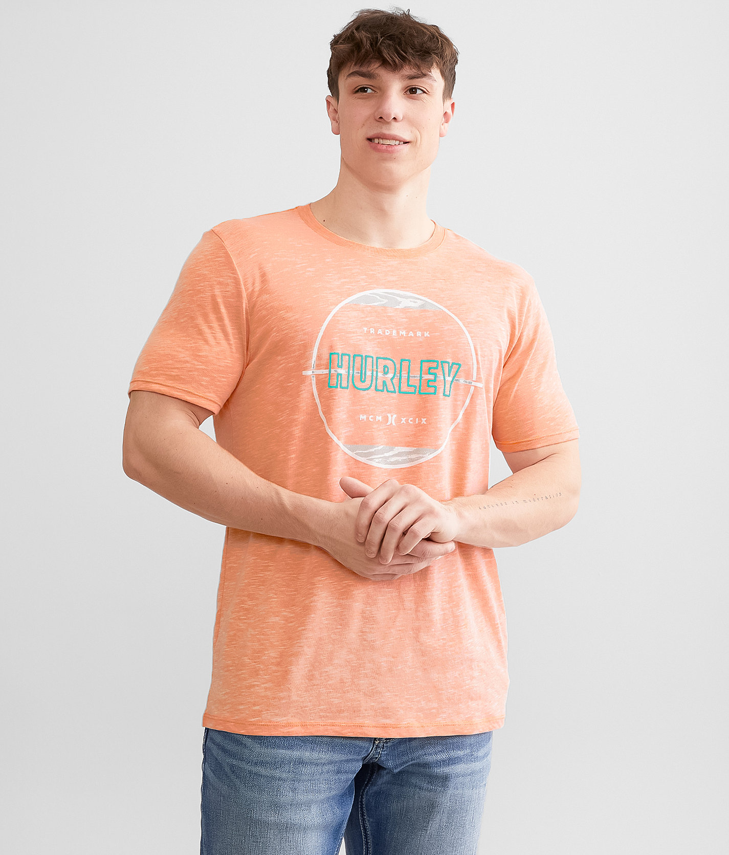 Hurley Crossed T-Shirt - Men's T-Shirts in Papaya Punch