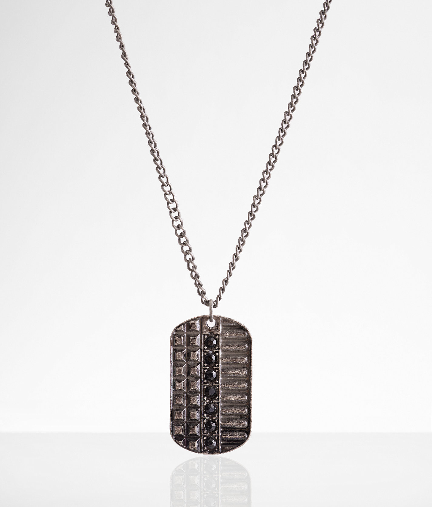 BKE Bling Dog Tag 26" Necklace - Men's Jewelry in Silver