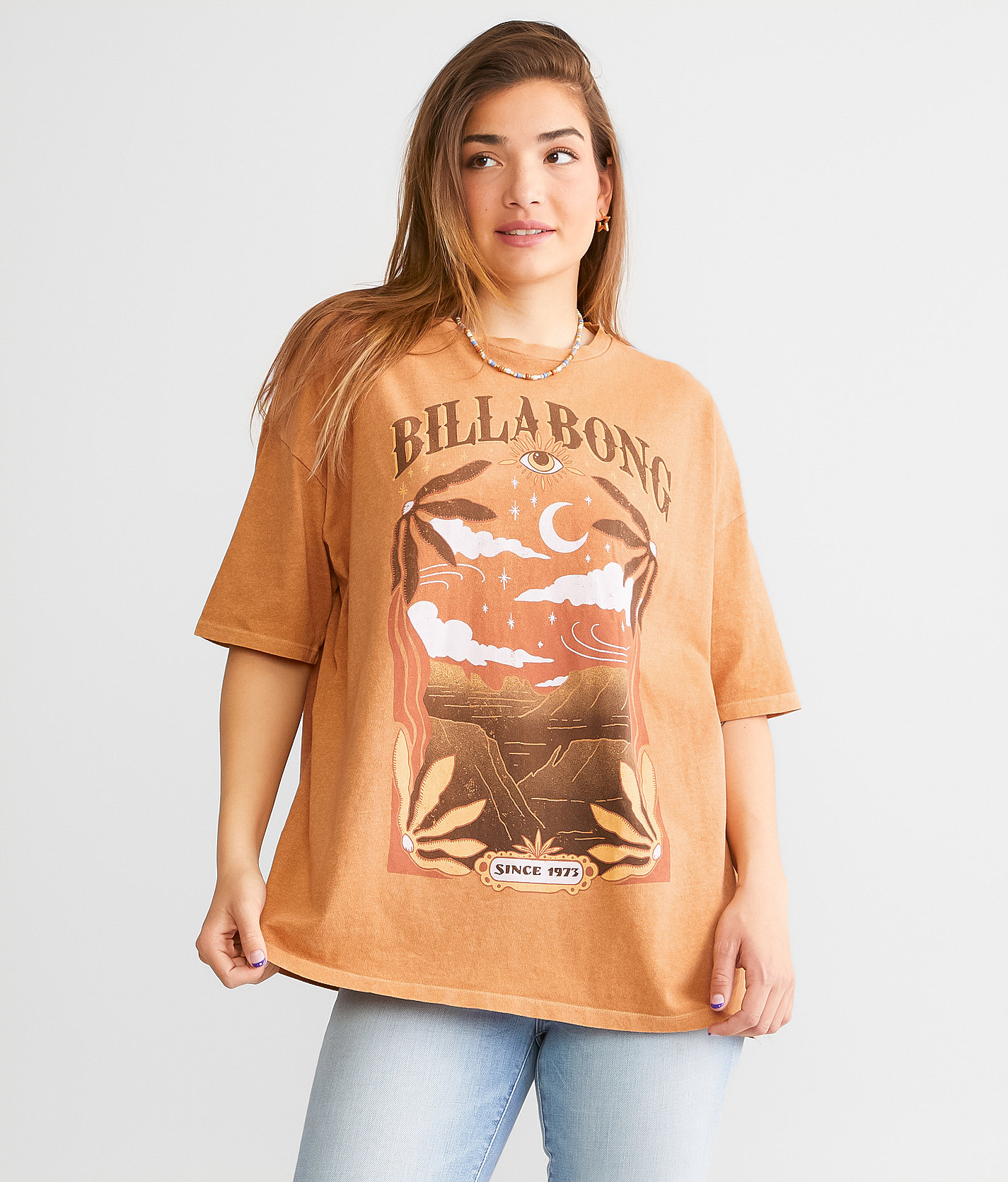 Billabong Desert Canyon Oversized T-Shirt - Women's T-Shirts in Truffle
