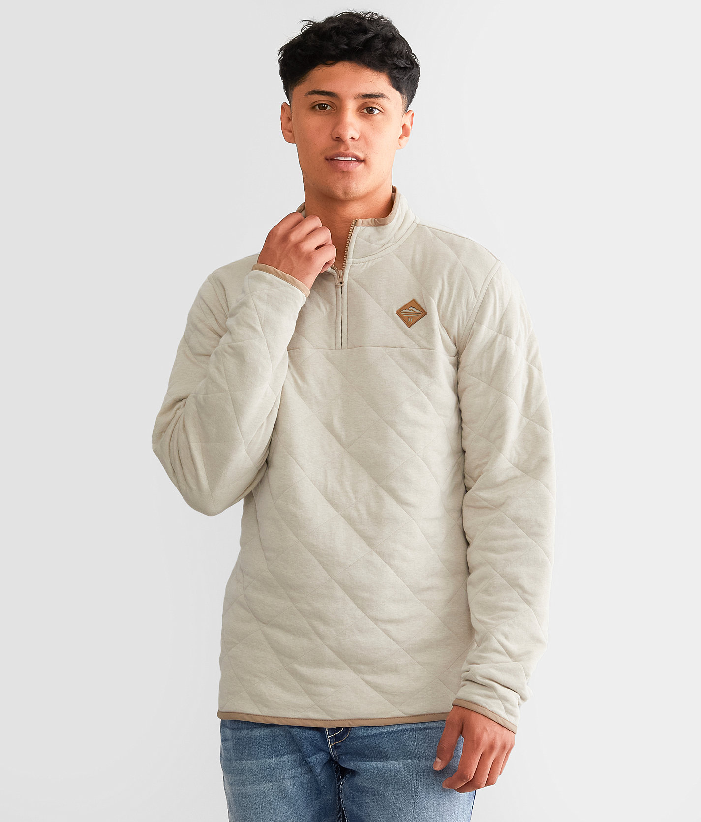 Hurley Root Down Quilted Pullover - Men's Sweatshirts in Bone