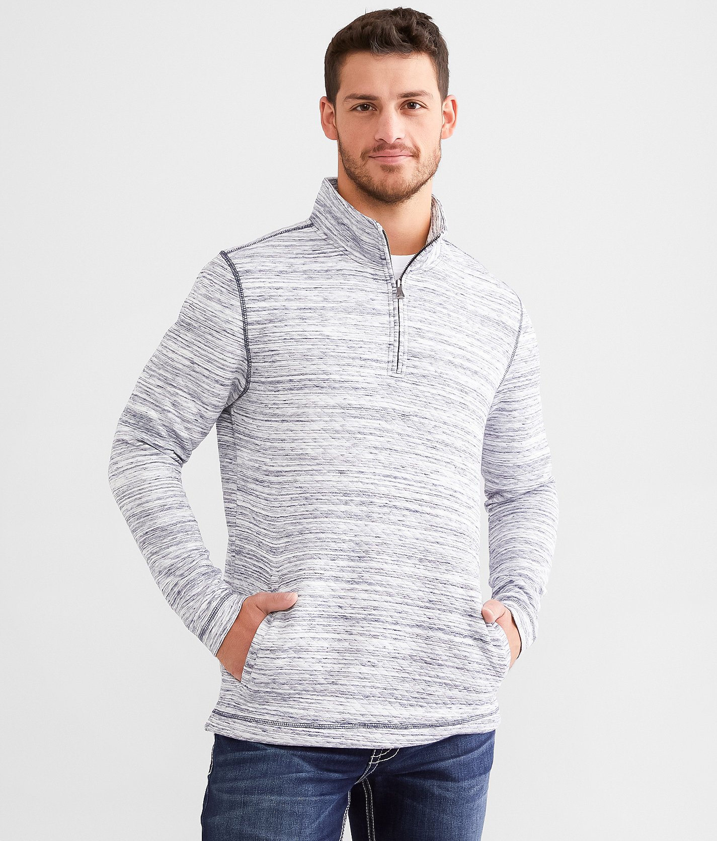 BKE Stevie Quilted Pullover - Men's Sweatshirts in White Navy