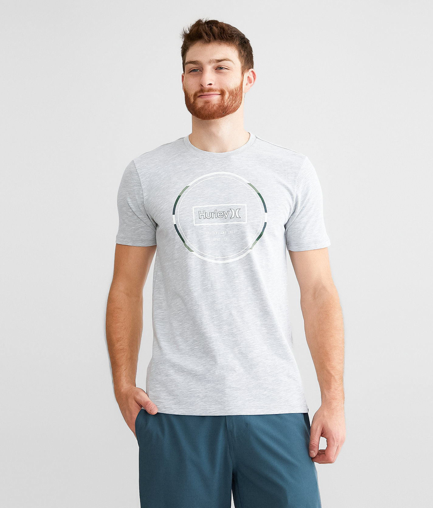 Hurley Roundstripe T-Shirt - Men's T-Shirts in White Jungle