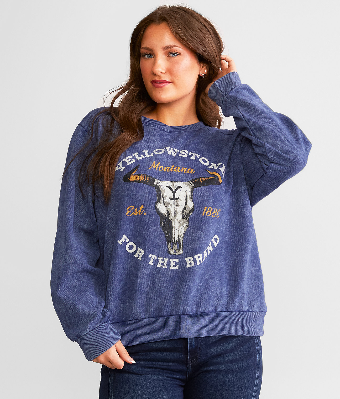 Changes Yellowstone™ For The Brand Pullover - Women's Sweatshirts in Navy Mineral Wash