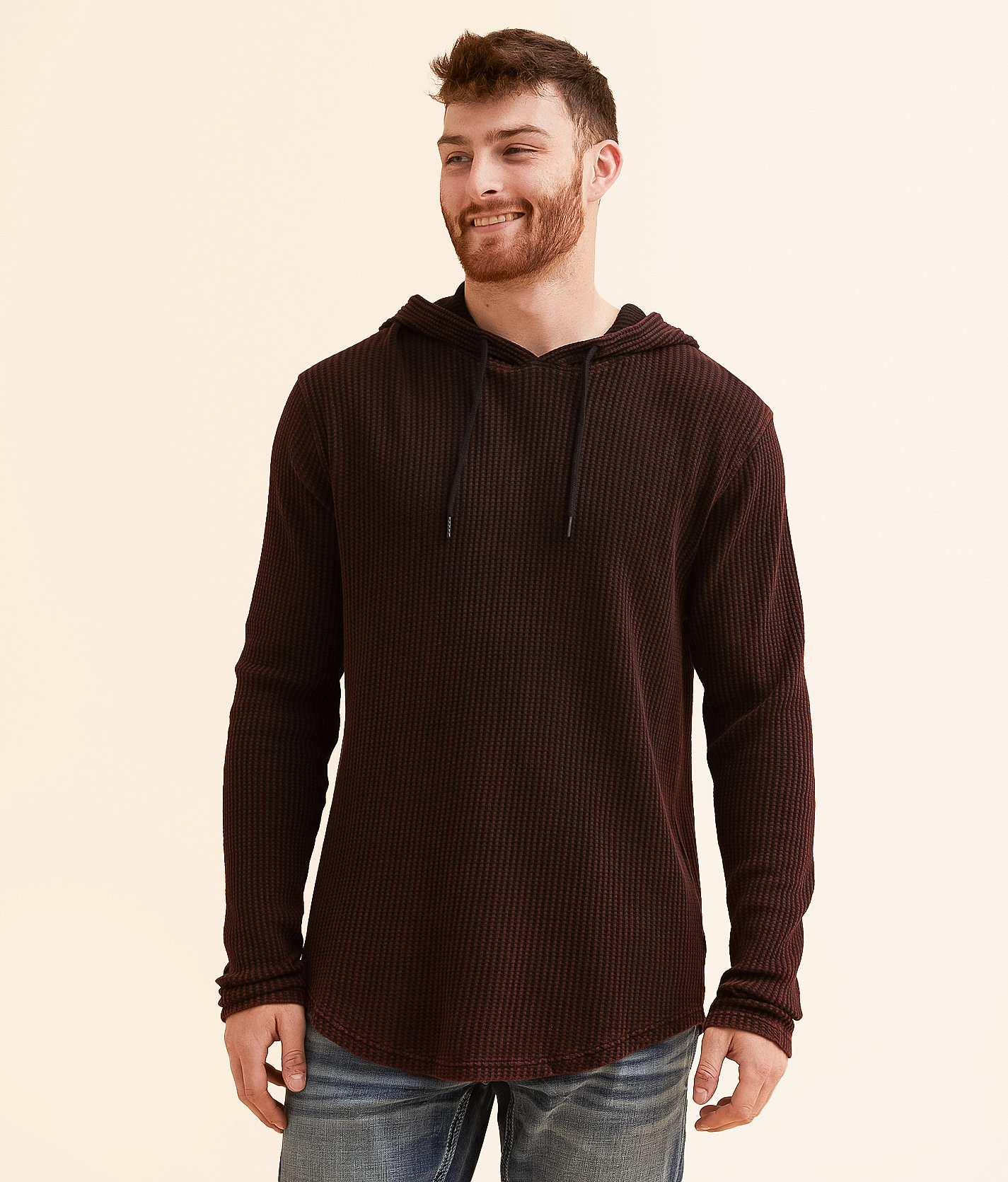 Buckle Black Waffle Knit Hoodie - Men's Sweatshirts in Burnt Henna Black