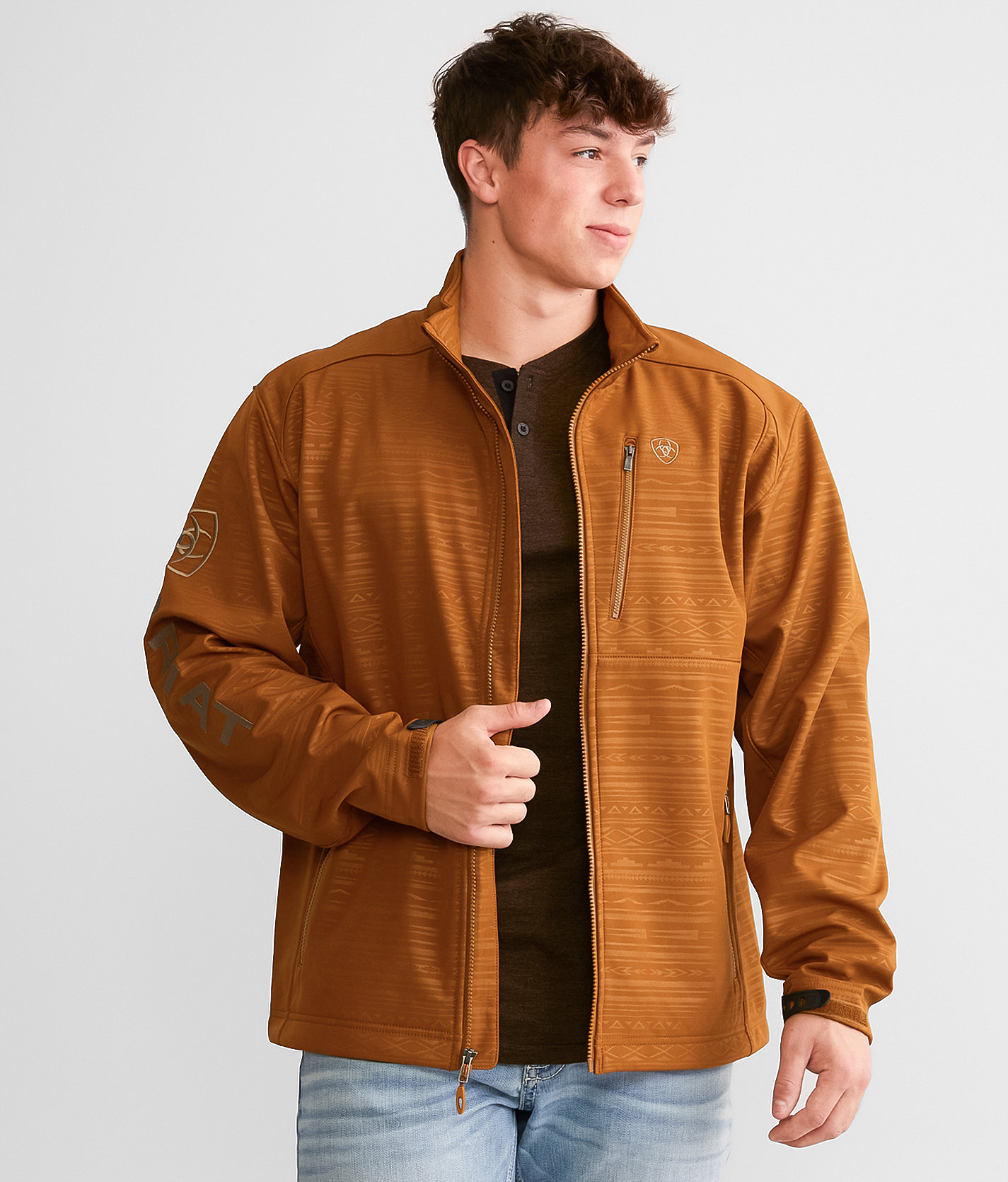 Ariat Logo 2.0 Softshell Jacket - Men's Coats & Jackets in Chestnut Embossed