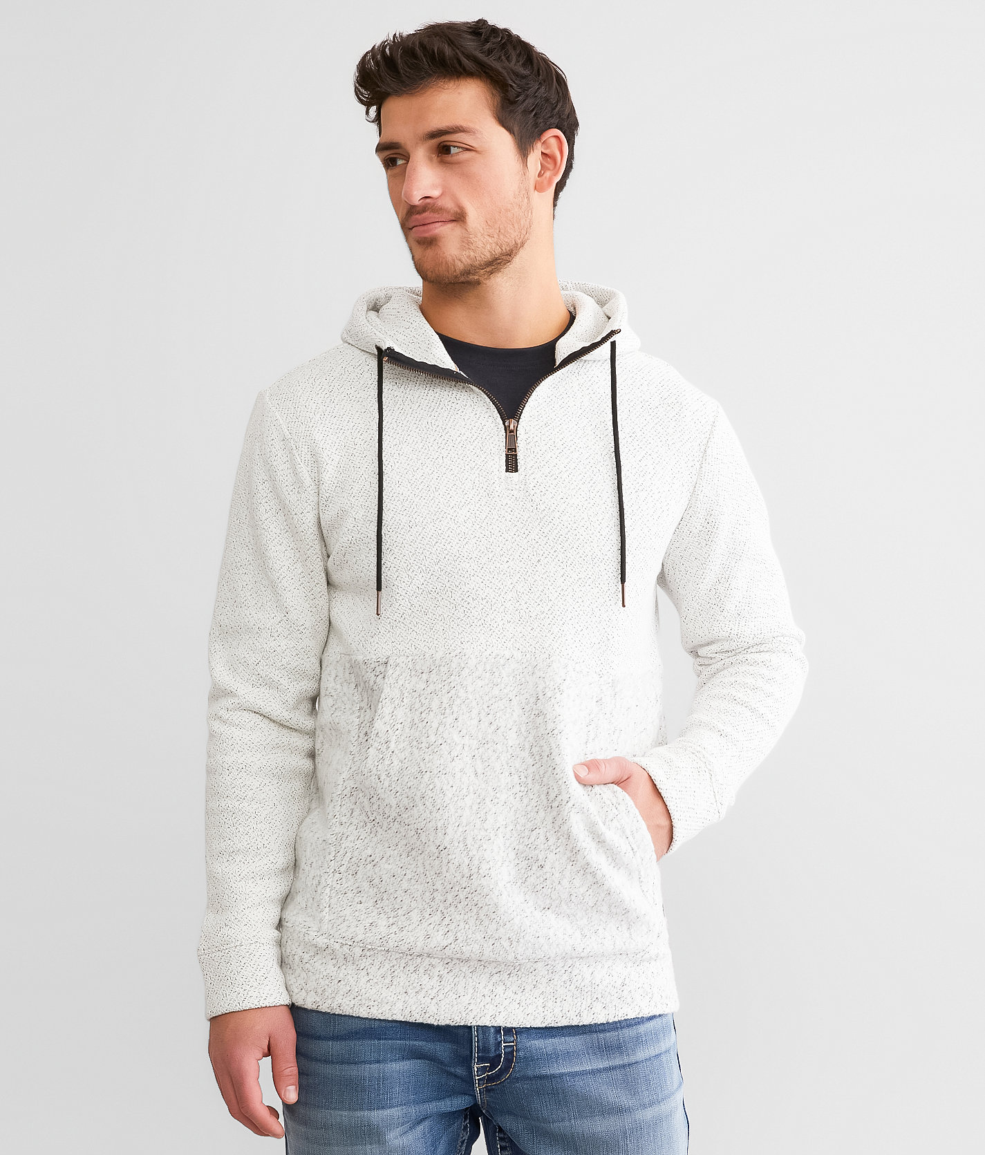 Outpost Makers La Brea Quarter Zip Hoodie - Men's Sweatshirts in Oatmeal