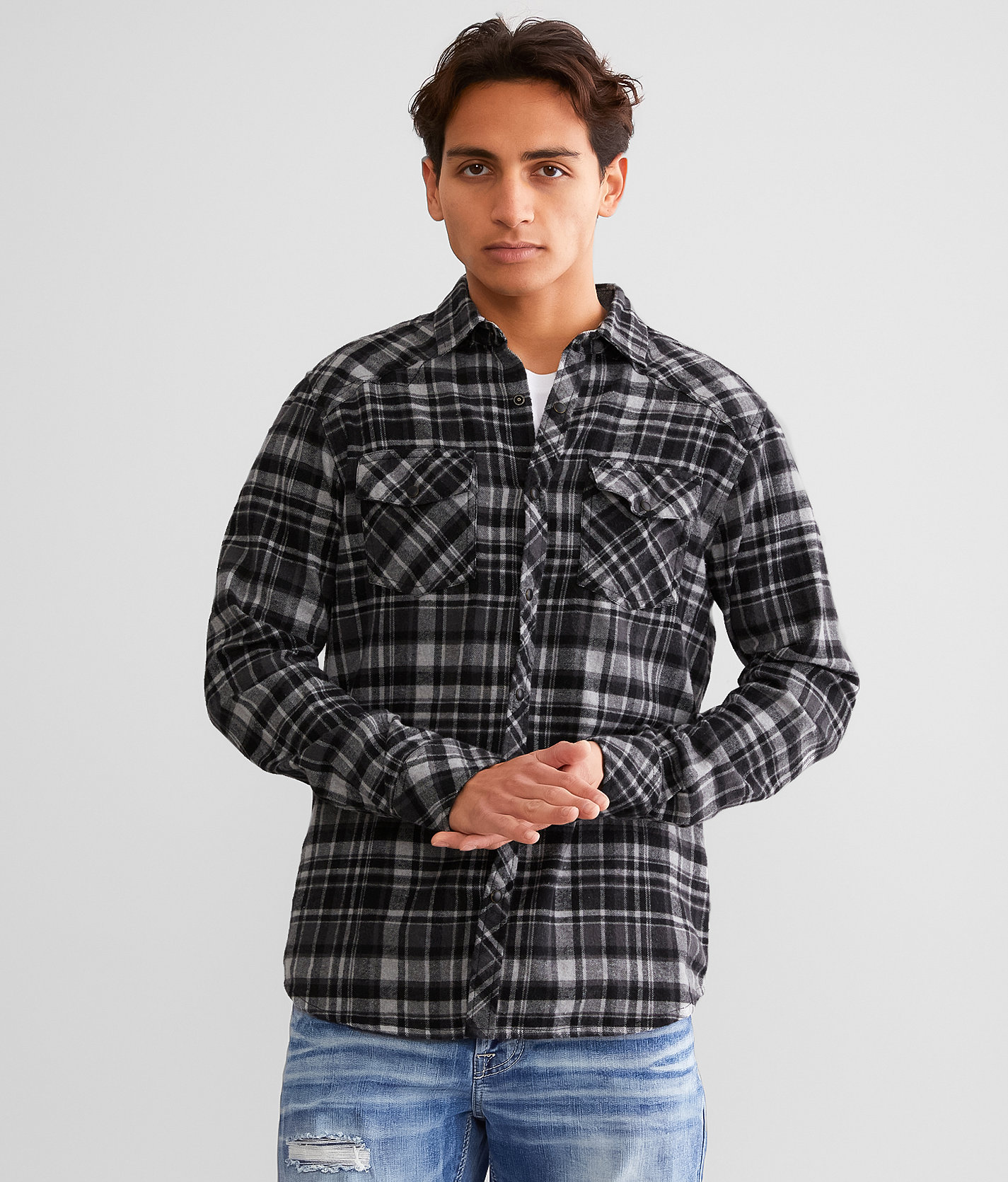Reclaim Plaid Standard Shirt - Men's Shirts in Grey Black
