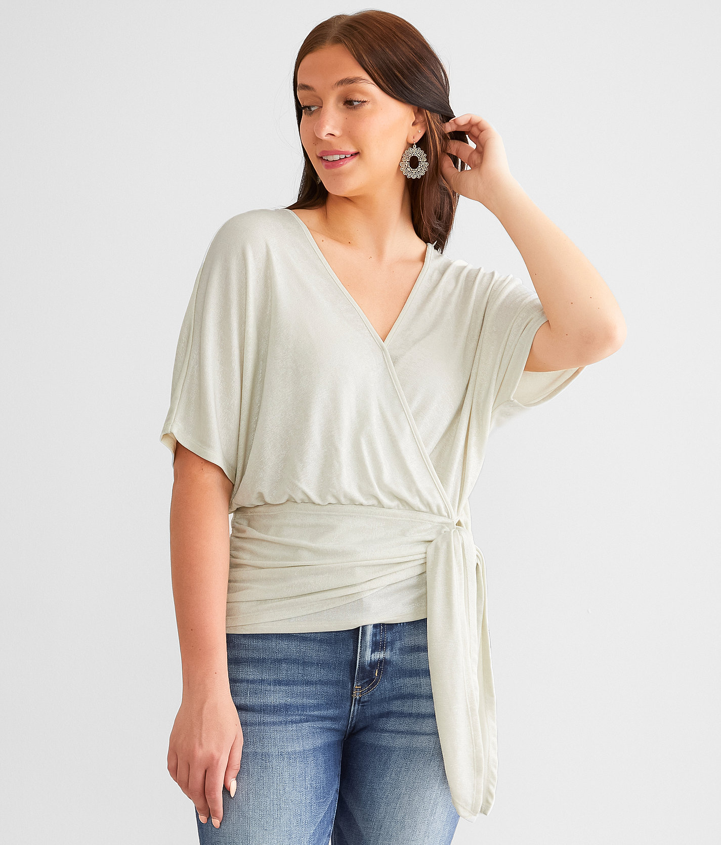 Daytrip Sheen Wrap Top - Women's Shirts & Blouses in Ivory
