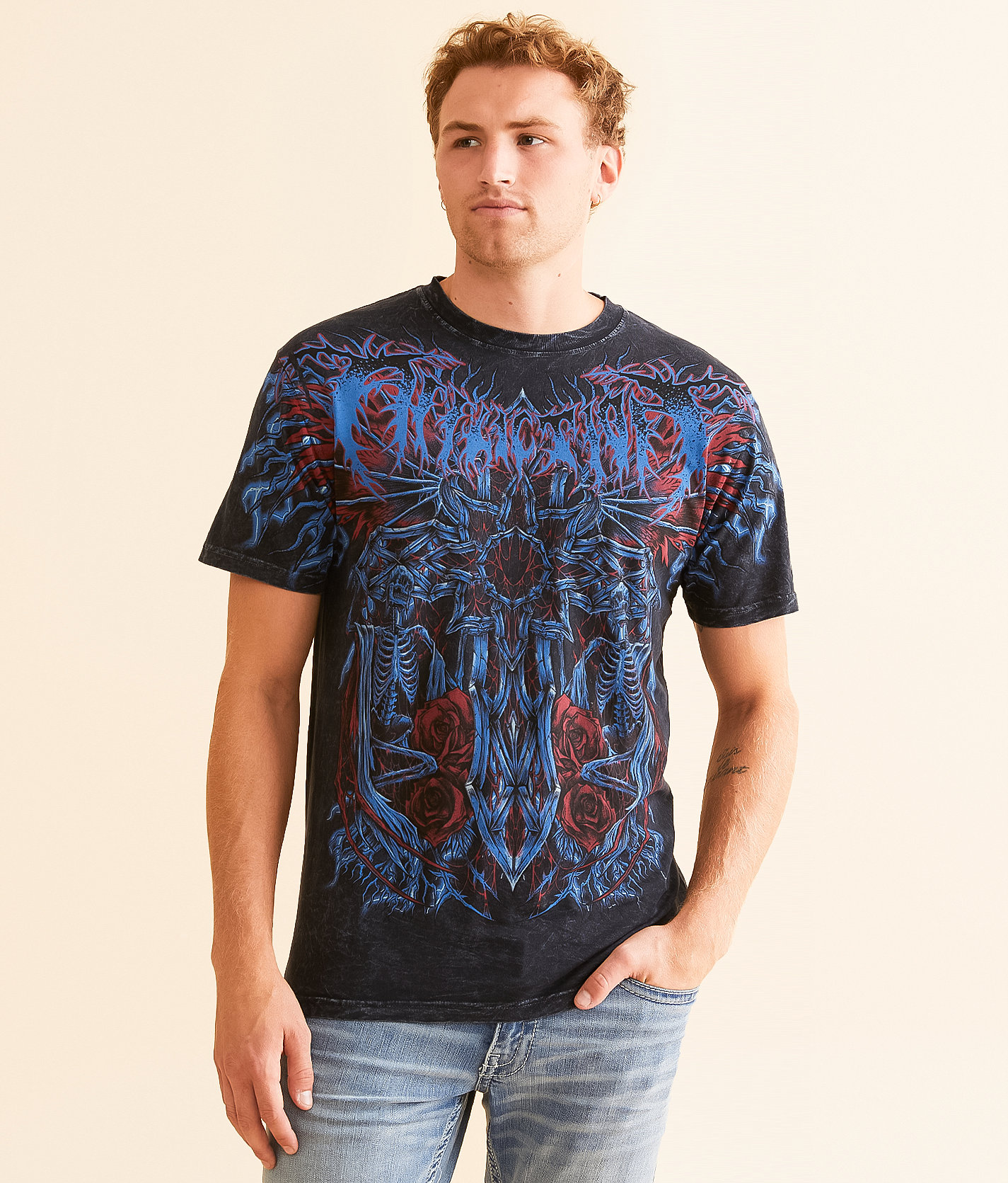 Affliction Infernal Savagery T-Shirt - Men's T-Shirts in Black Lava Wash