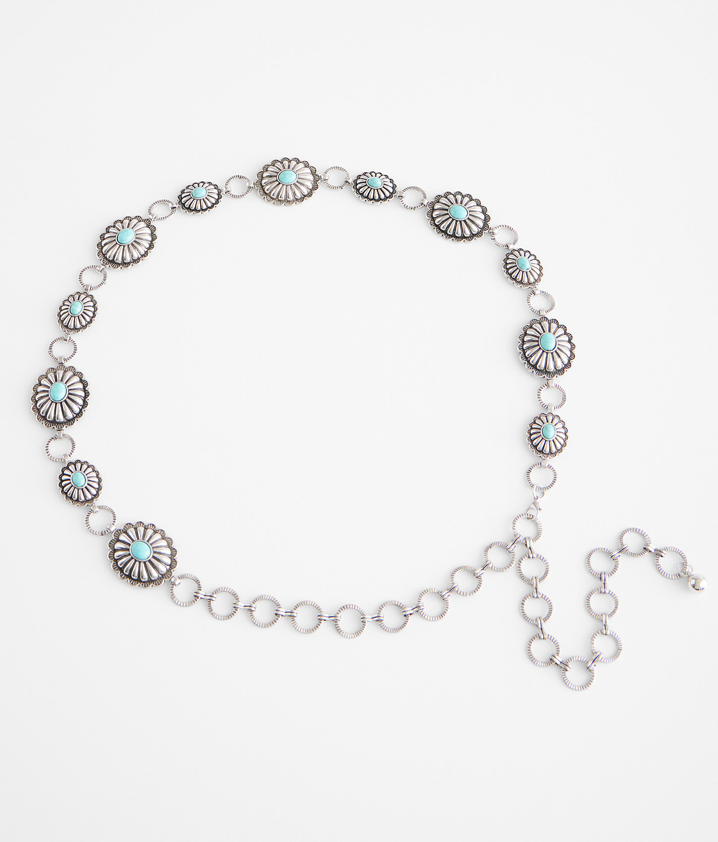 BKE Turquoise Concho Chain Belt - Women's Belts in Burnished Silver Turq