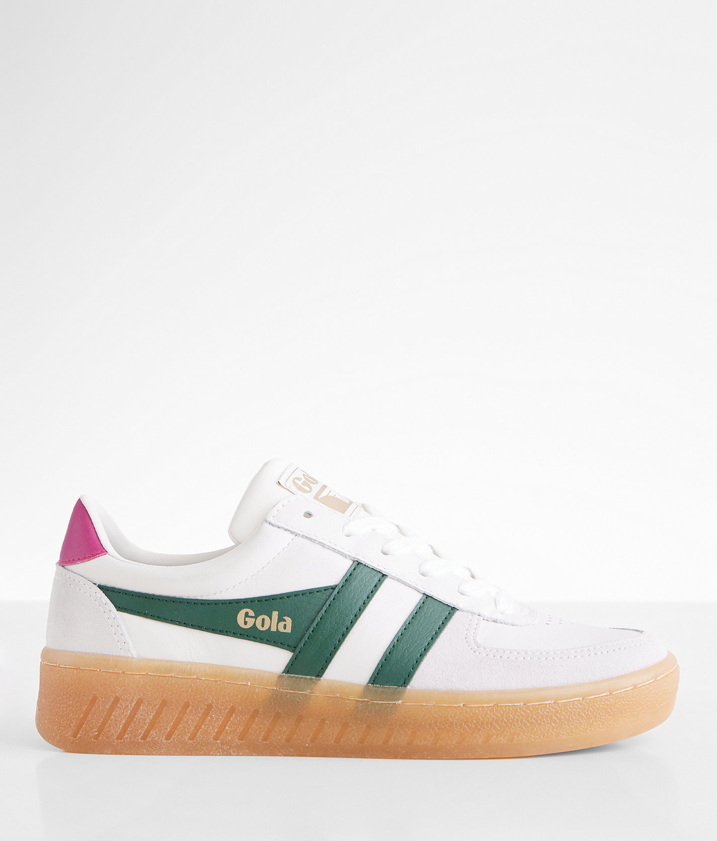 Gola® Grandslam Elite Leather Sneaker - Women's Shoes in White Evergreen Fuchsia