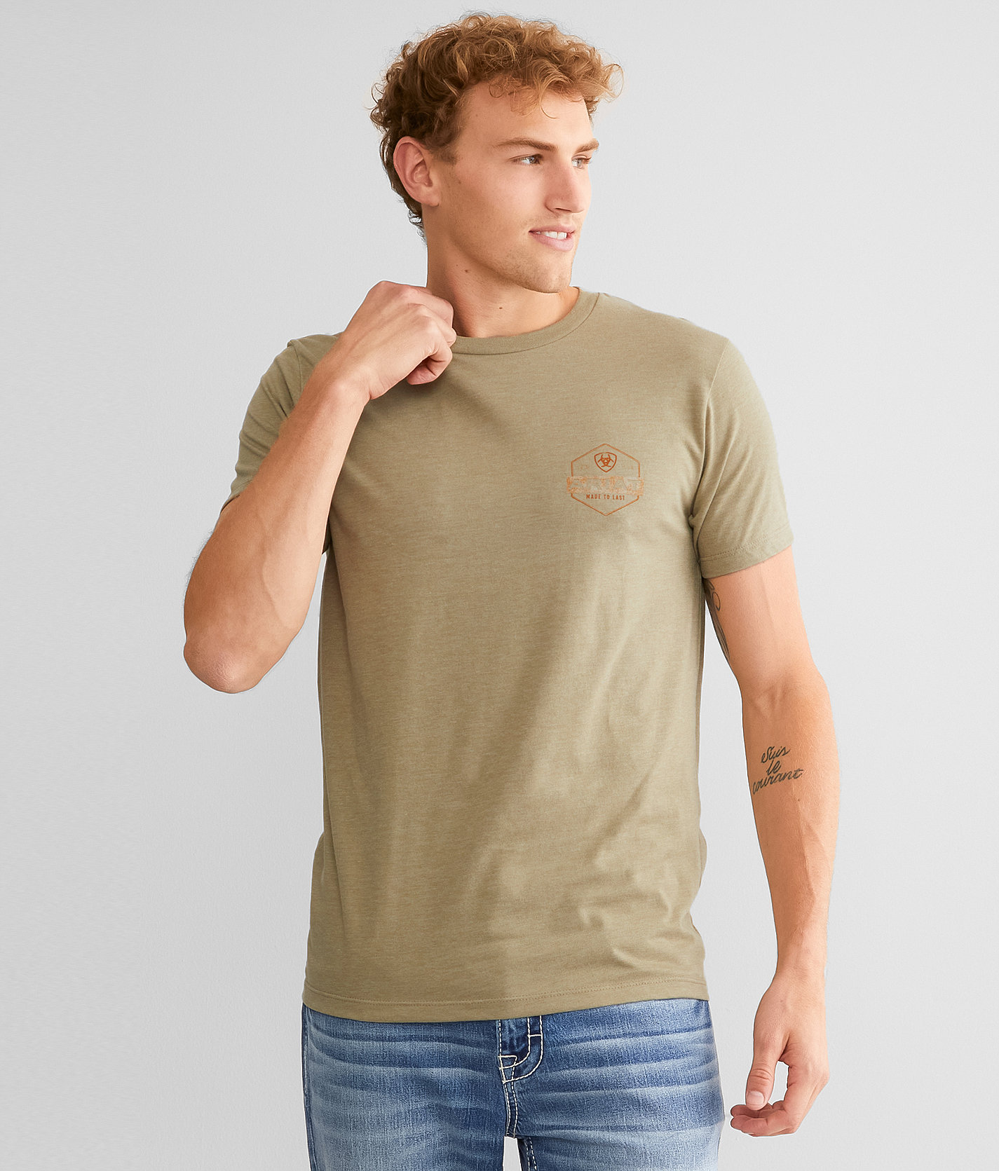 Ariat Bold Hex T-Shirt - Men's T-Shirts in Sage Heather