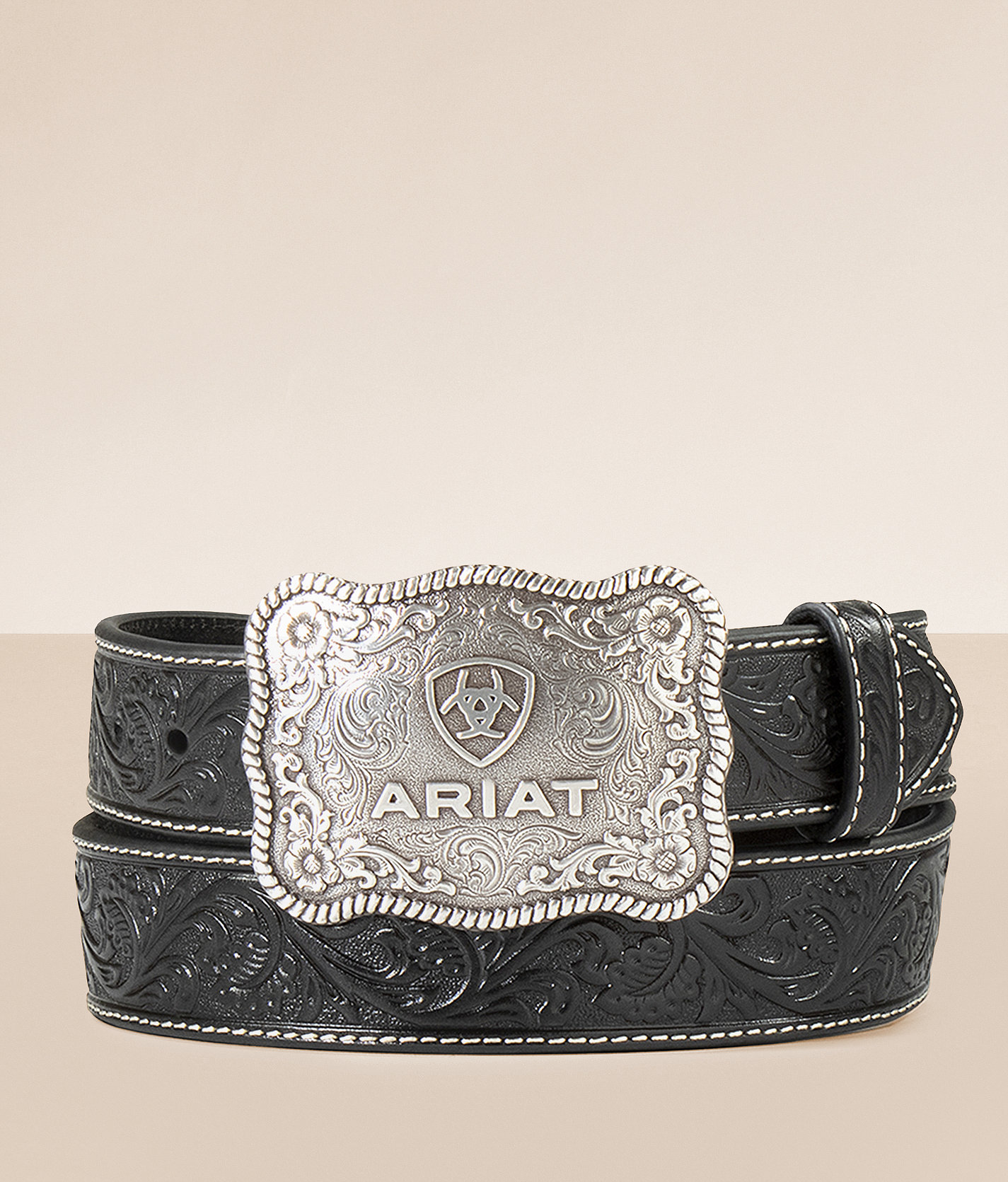 Ariat Tooled Leather Belt - Men's Belts in Black
