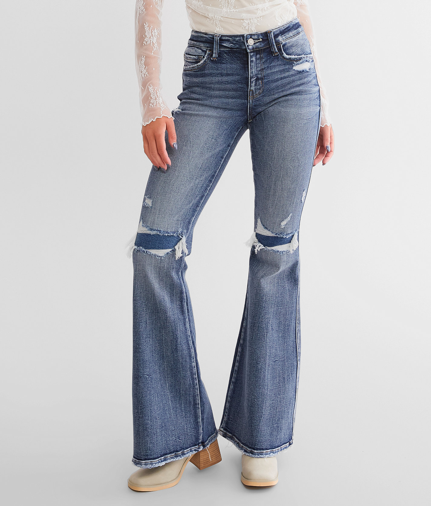 Flying Monkey Mid-Rise Flare Stretch Jean - Women's Jeans in Pep