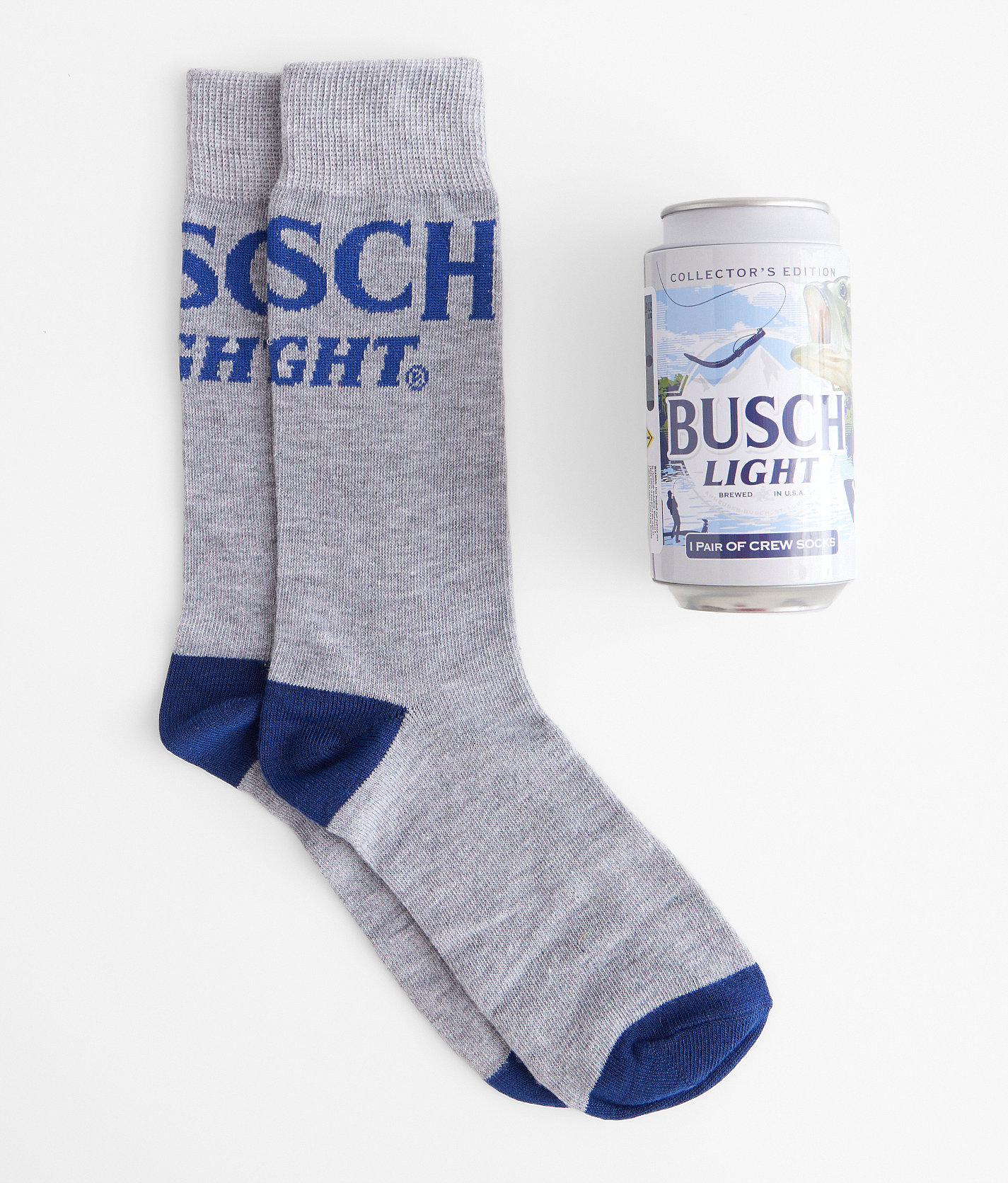 H3 Sportgear Busch Light® Fishing Beer Can Socks - Men's Socks in Heather Grey