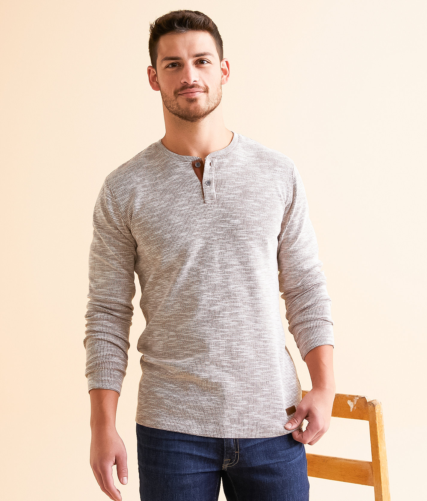 Outpost Makers Thermal Henley - Men's T-Shirts in Brown Out