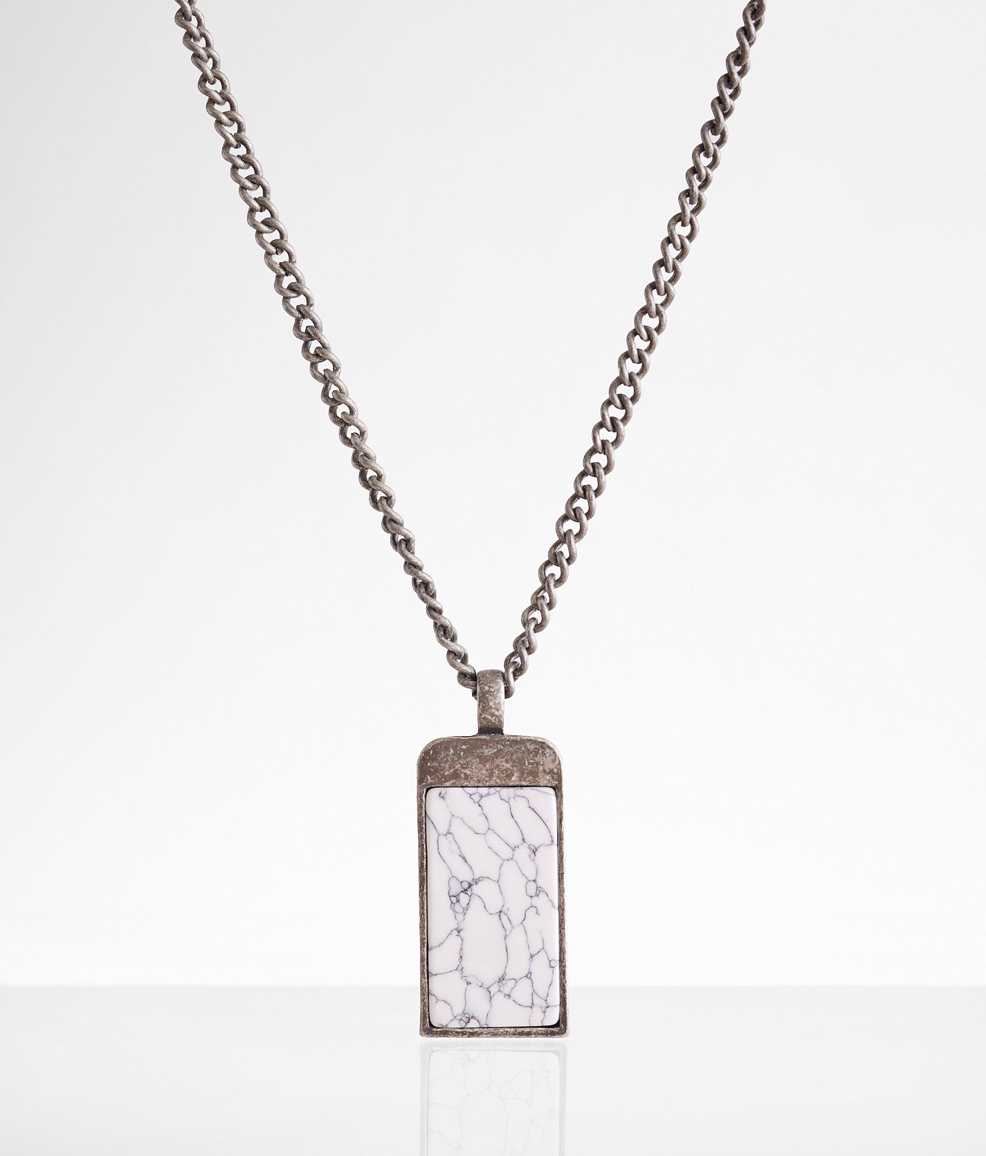 BKE Marble Stone 20" Necklace - Men's Jewelry in Silver