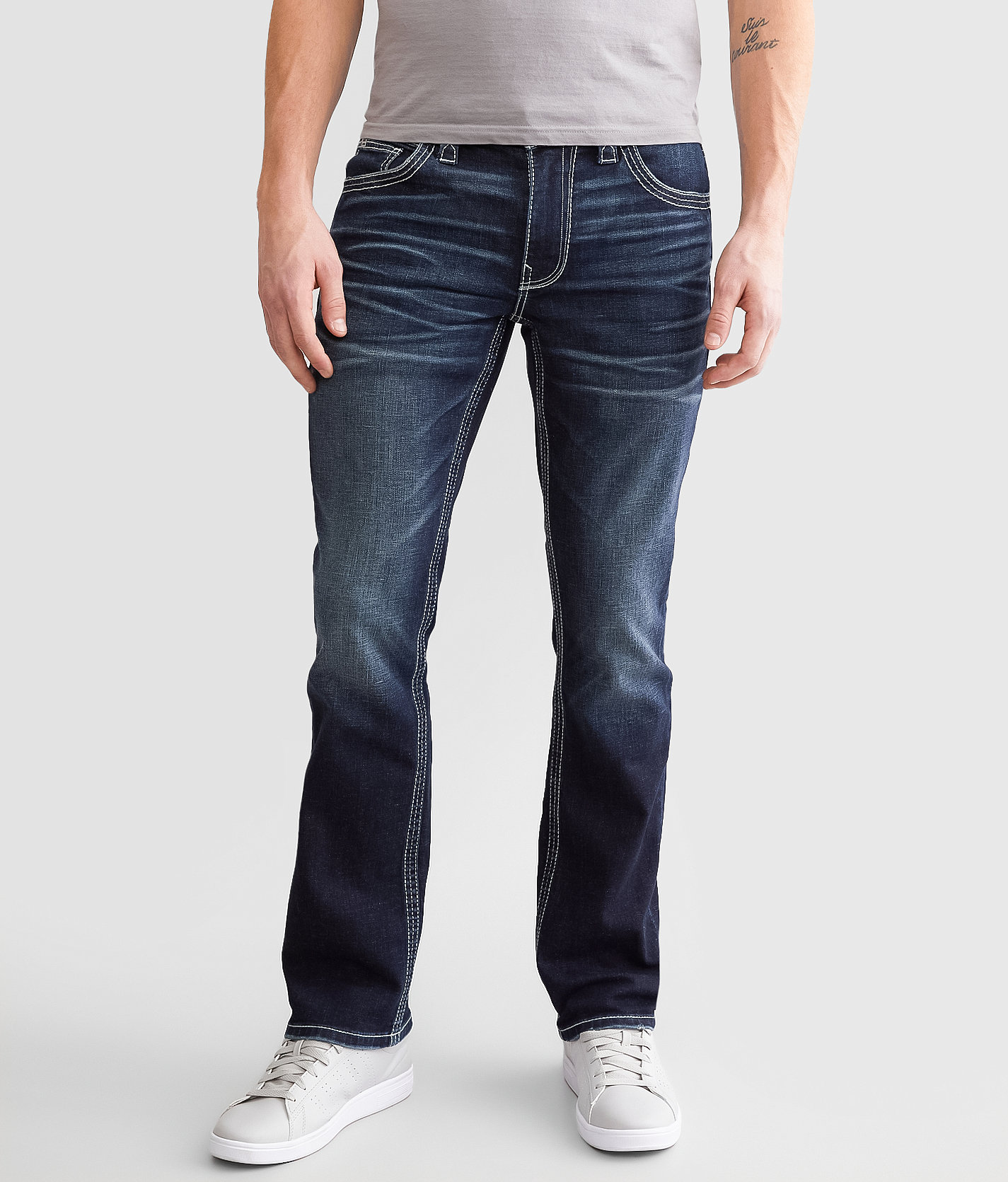 Buckle Black Three Straight Stretch Jean - Men's Jeans in Meadow