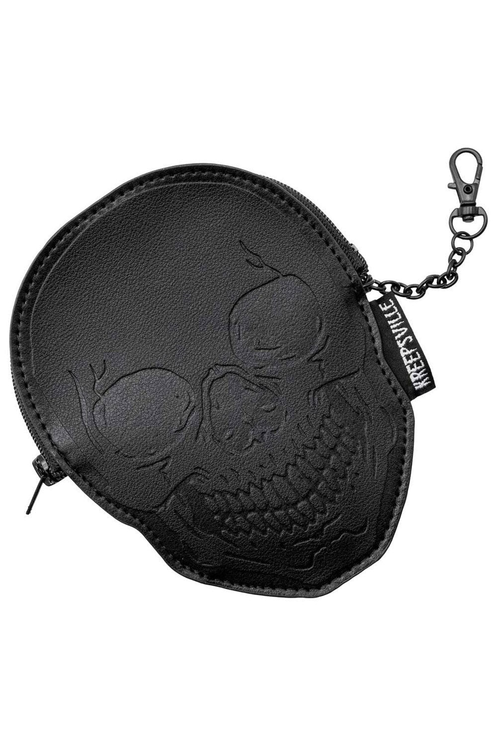 Embossed Skull Zip Wallet ID Case
