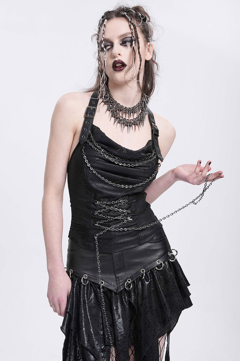 Chainlace Ripped Halter Top