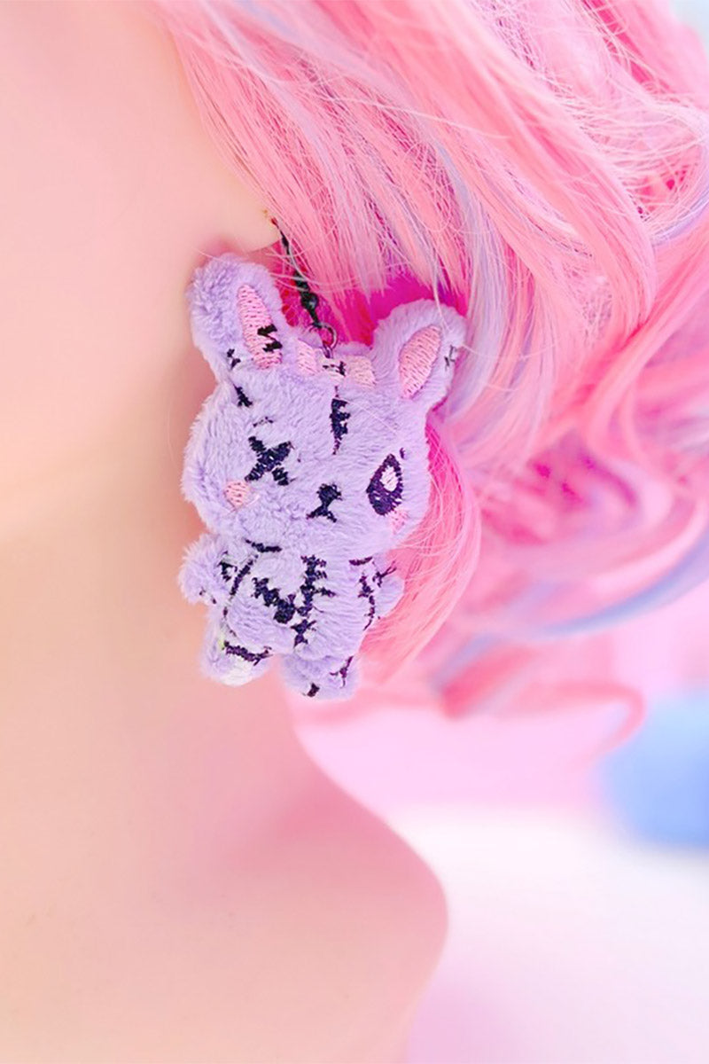 Gurokawa Pastel Goth Dead Bunny Plush Earrings