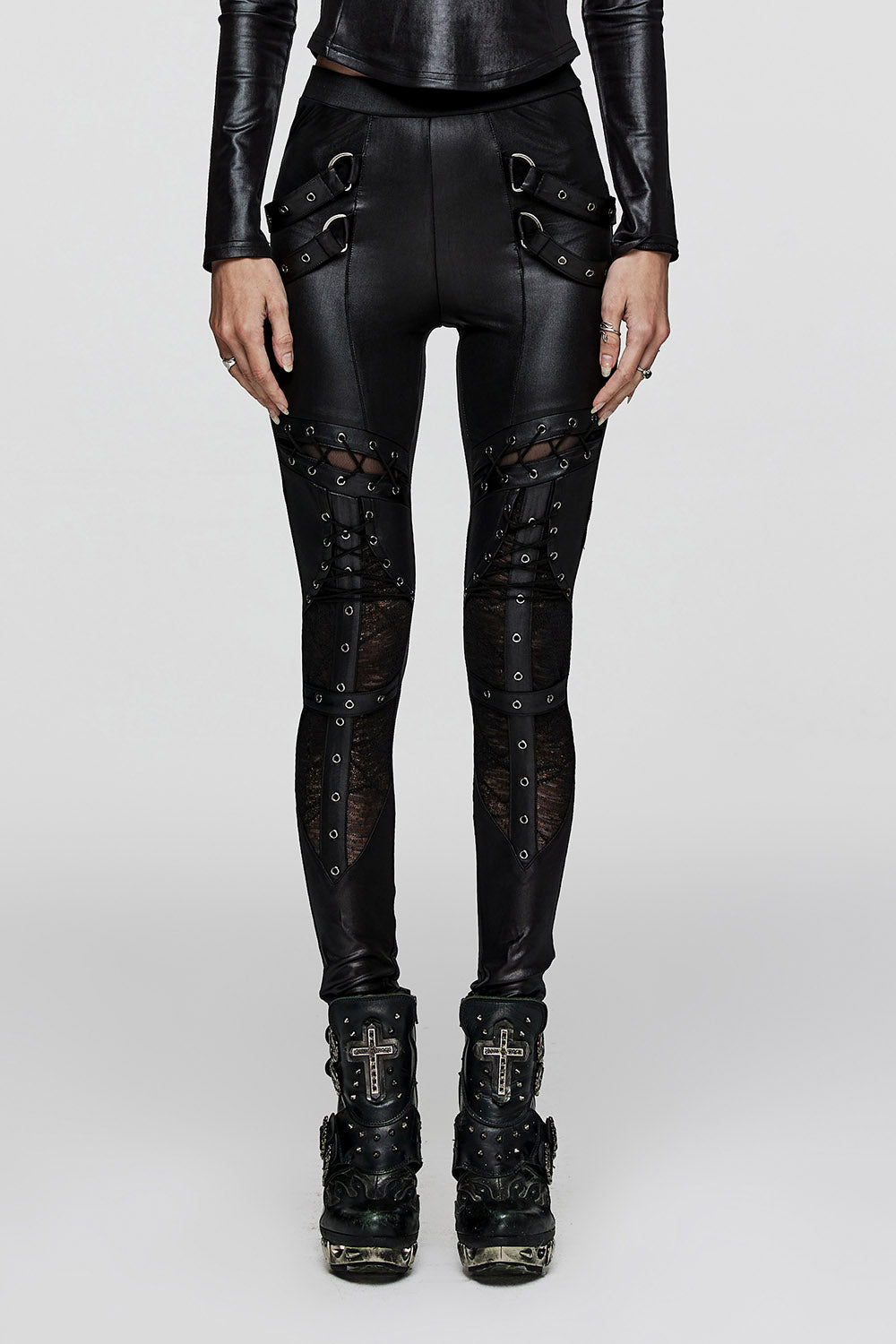 Leather Lace-Up Leggings