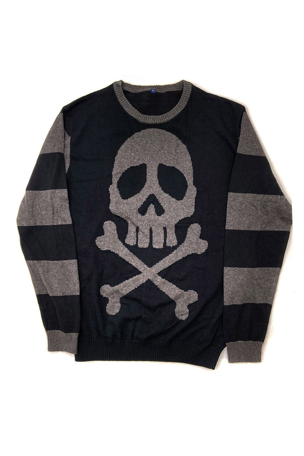 Harlock Skull Gray Striped Sweater