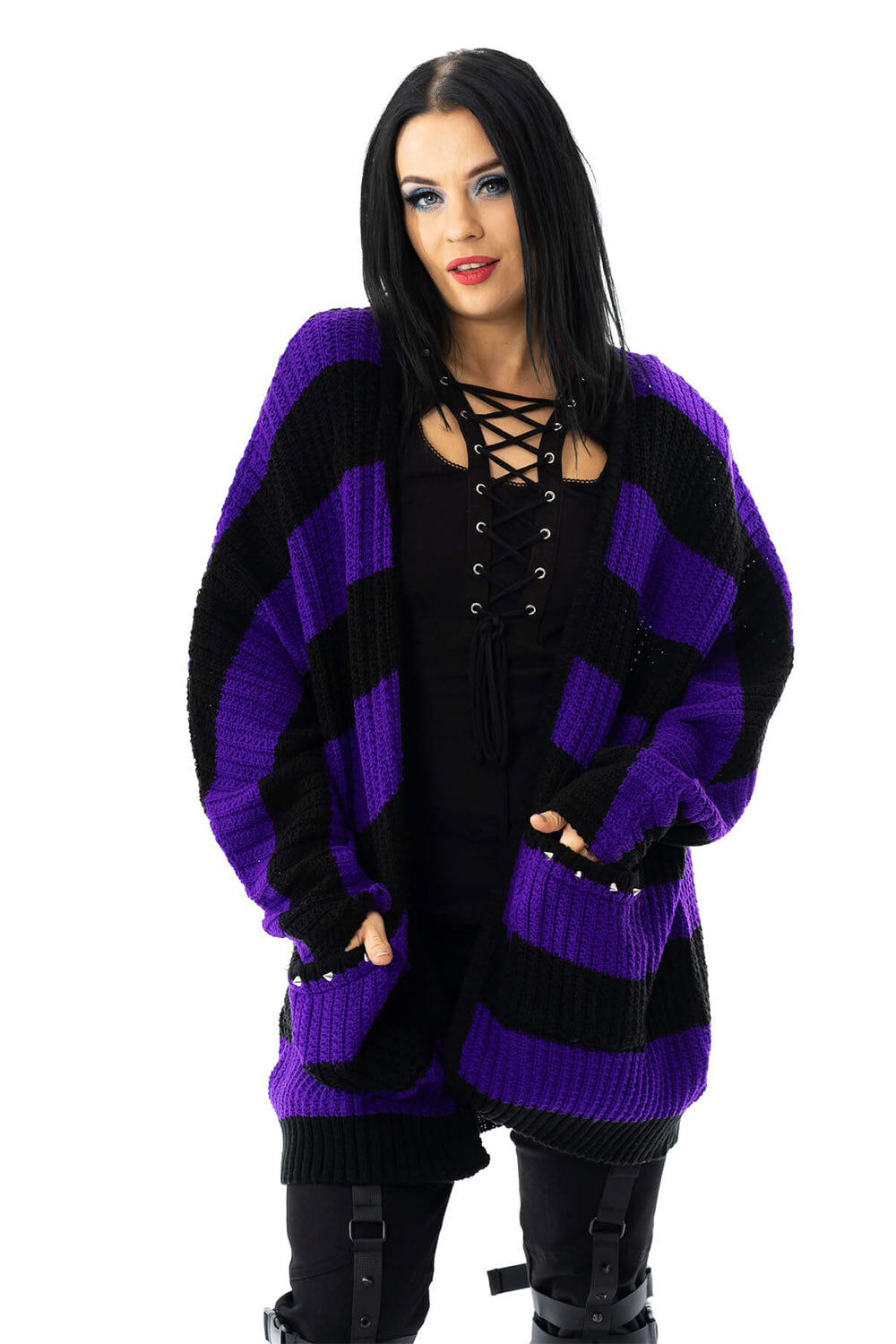 In A Daze Cardigan [Black/Purple]