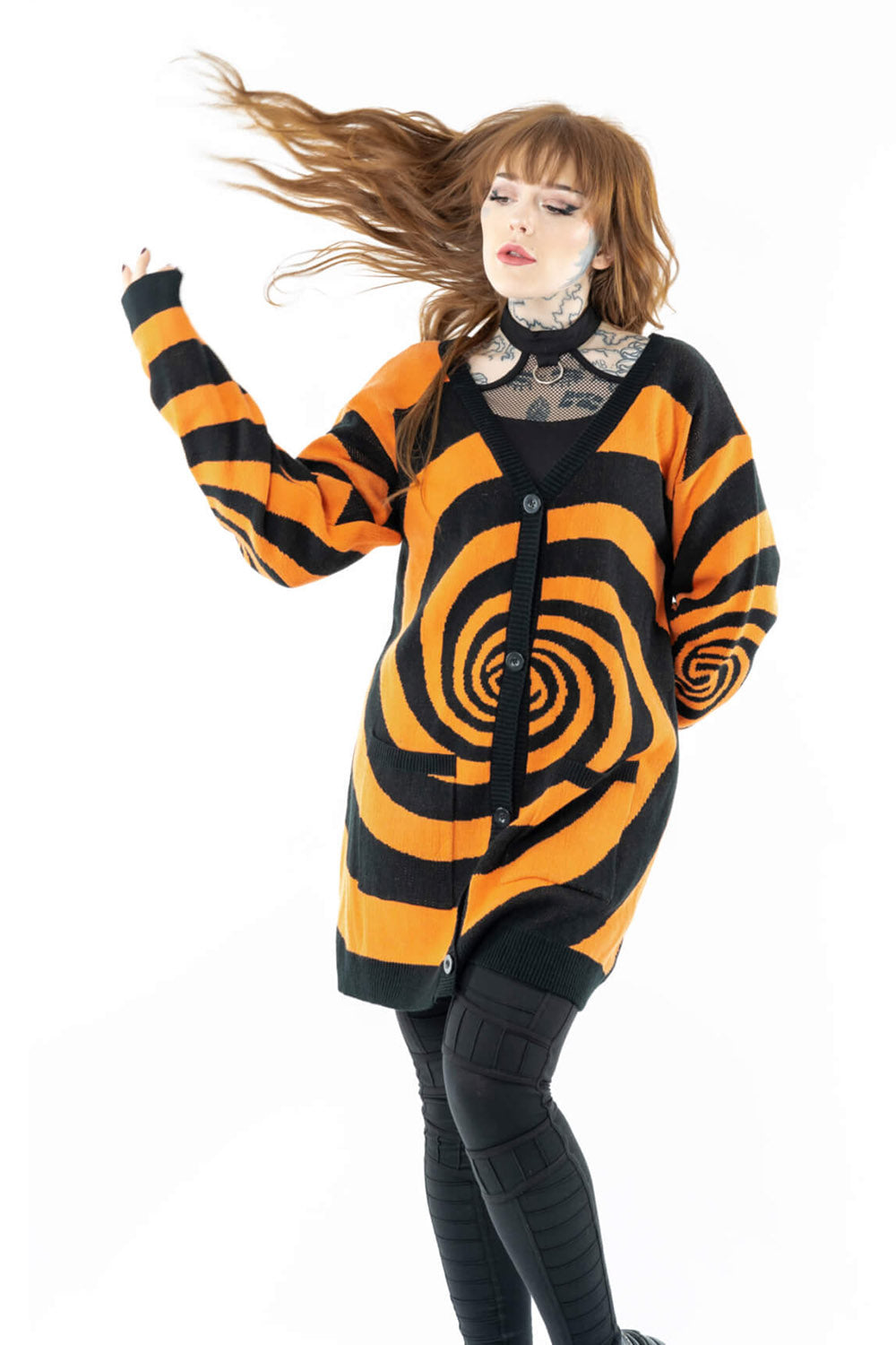 Hypno Cardigan [Black/Orange]