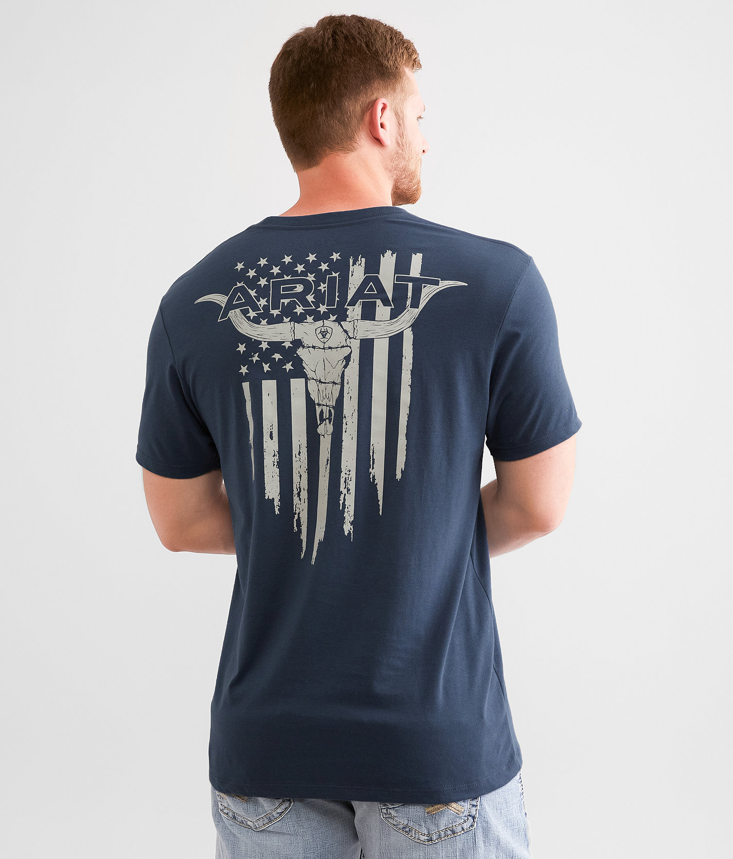 Ariat Long Horn Thrash T-Shirt - Men's T-Shirts in Blue Dusk