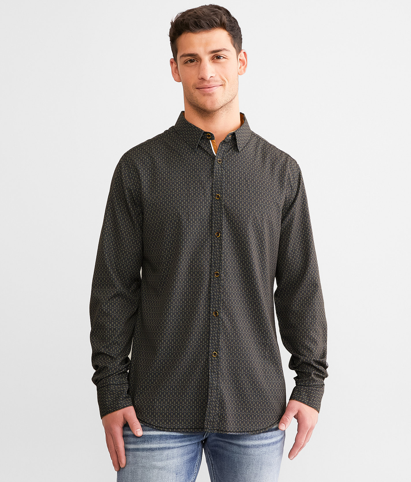 J.B. Holt Dots Athletic Performance Stretch Shirt - Men's Shirts in Black Brown Tobacco
