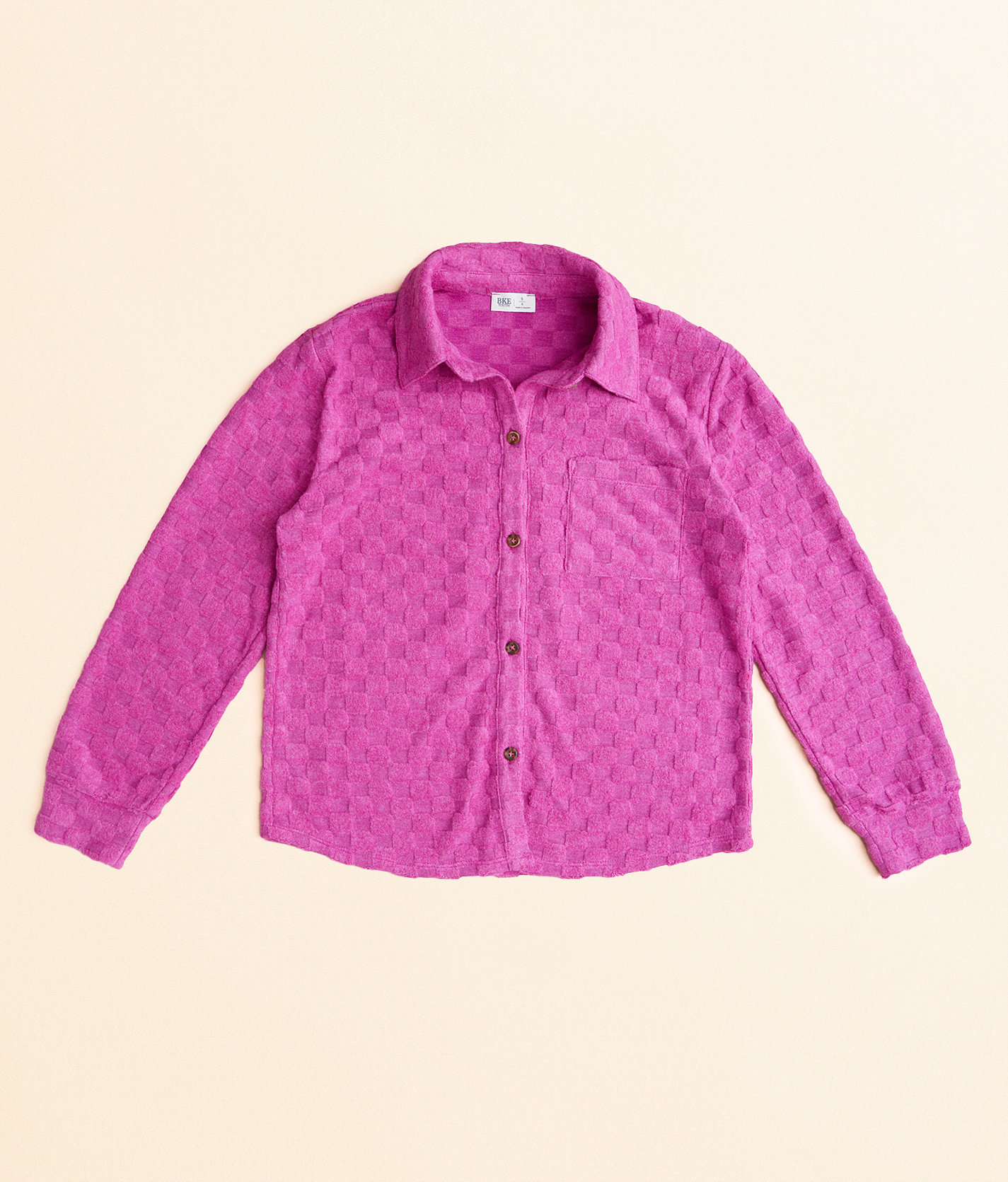 Girls - BKE Fuzzy Checker Shirt - Girl's Shirts & Blouses in Magenta